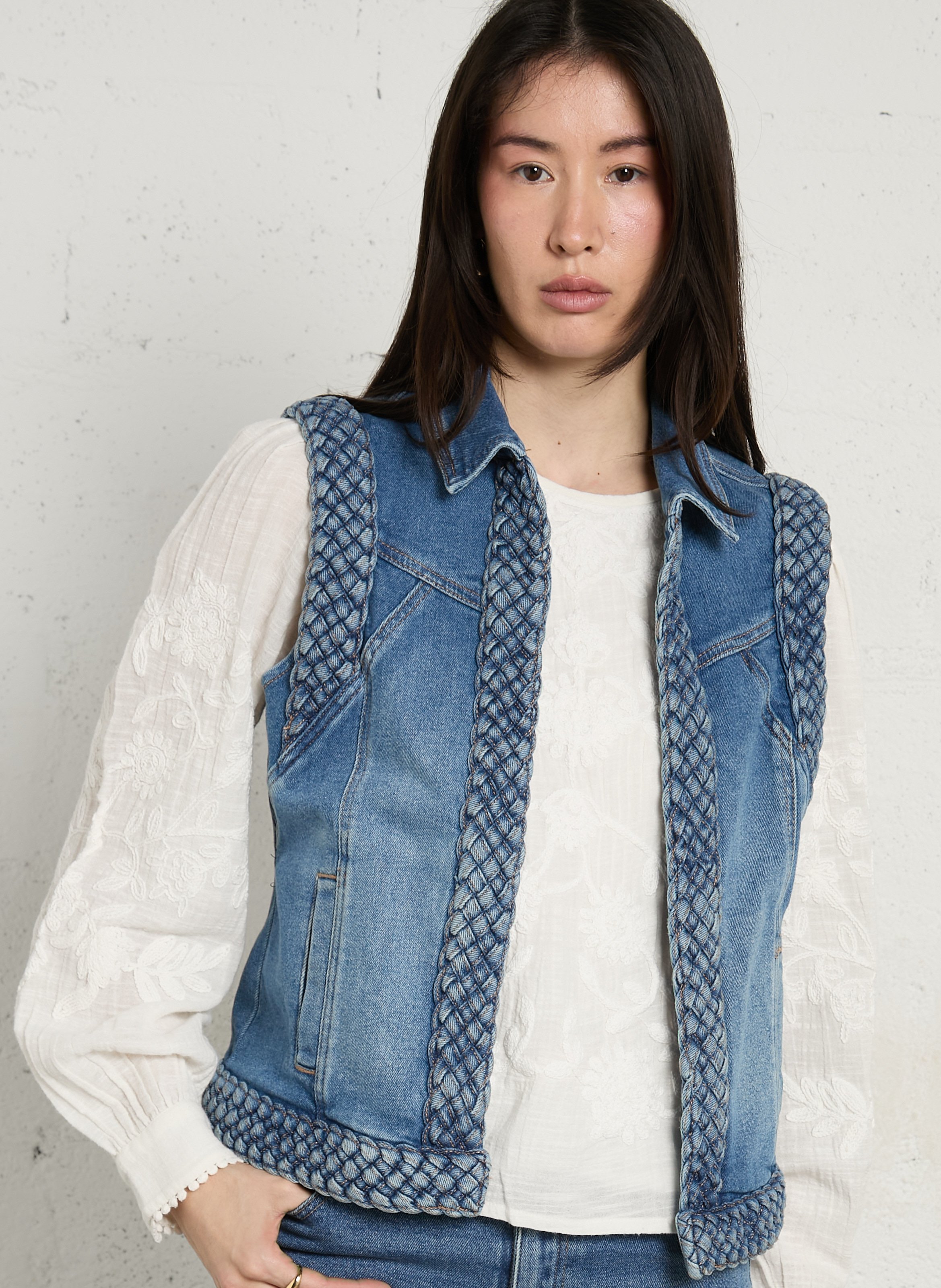 Veste col classique en coton mélangé MAISON 123 Bleu