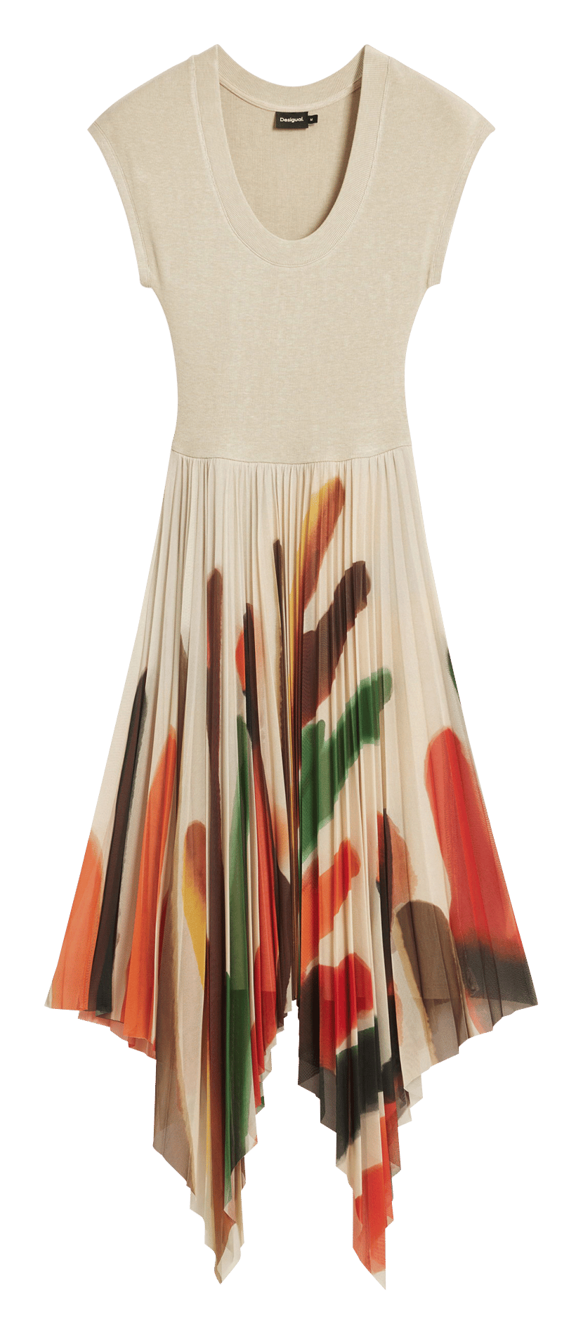 Robe midi col rond imprimée DESIGUAL Blanc