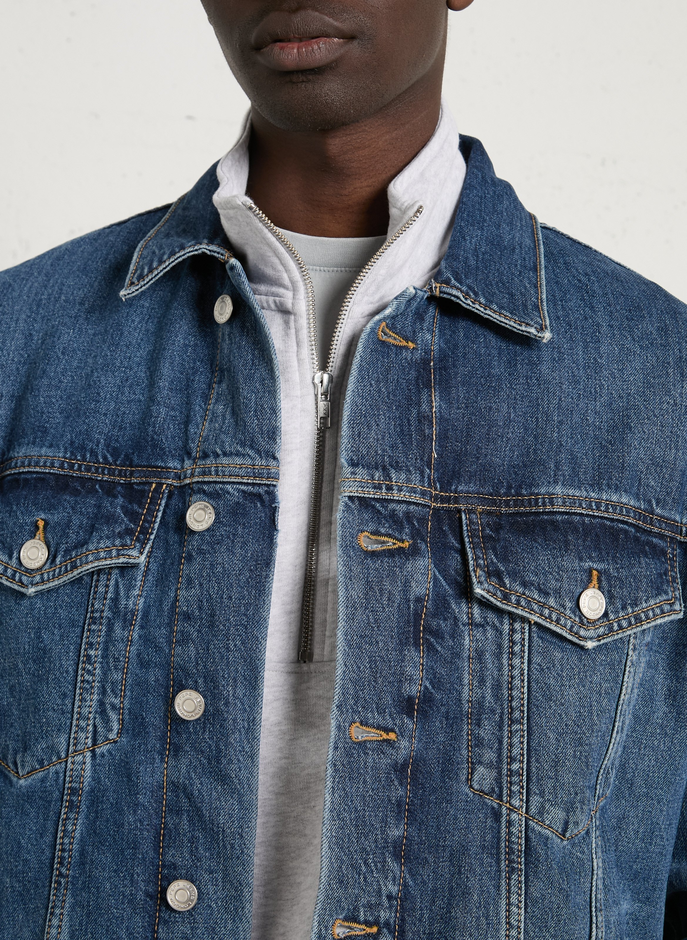 Buttoned straight short denim jacket PEPE JEANS Blue