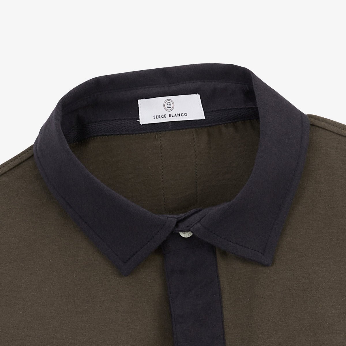 Rugby jersey in cotton with contrasting collar SERGE BLANCO Brown