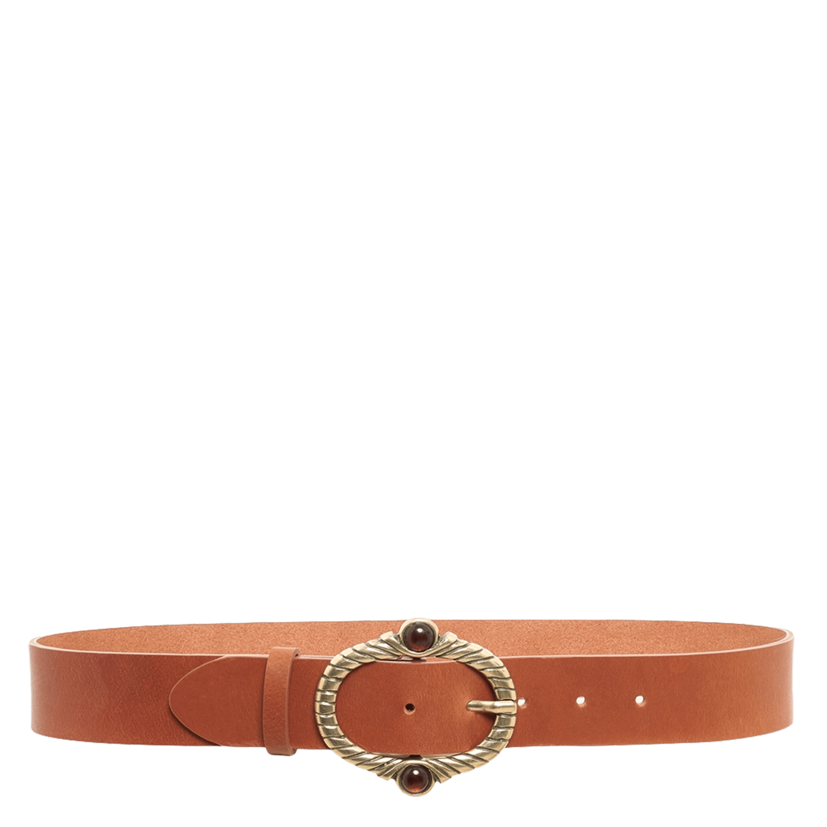 Leather belt with stylish buckle PABLO Brown