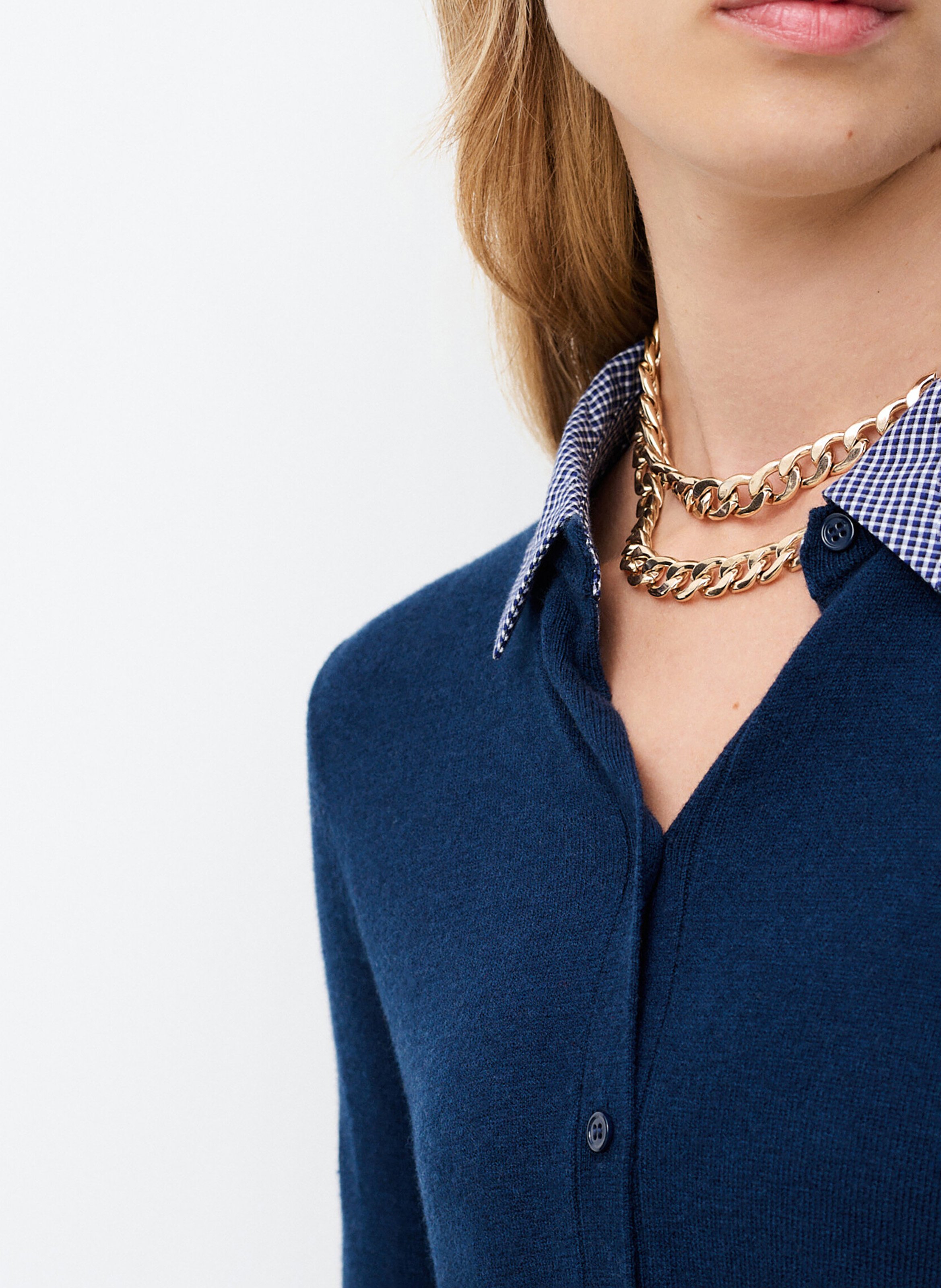 Gerader Pullover mit klassischem Kragen und Print CAROLL Blau