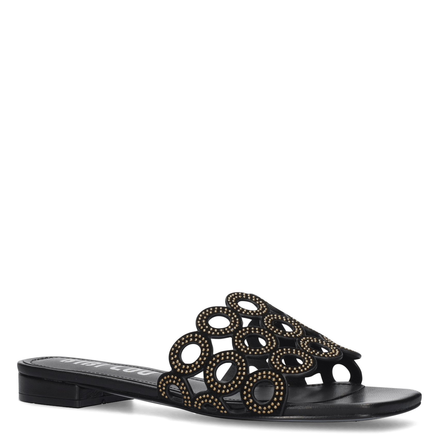 Sandales plates cloutées en cuir BIBI LOU Noir