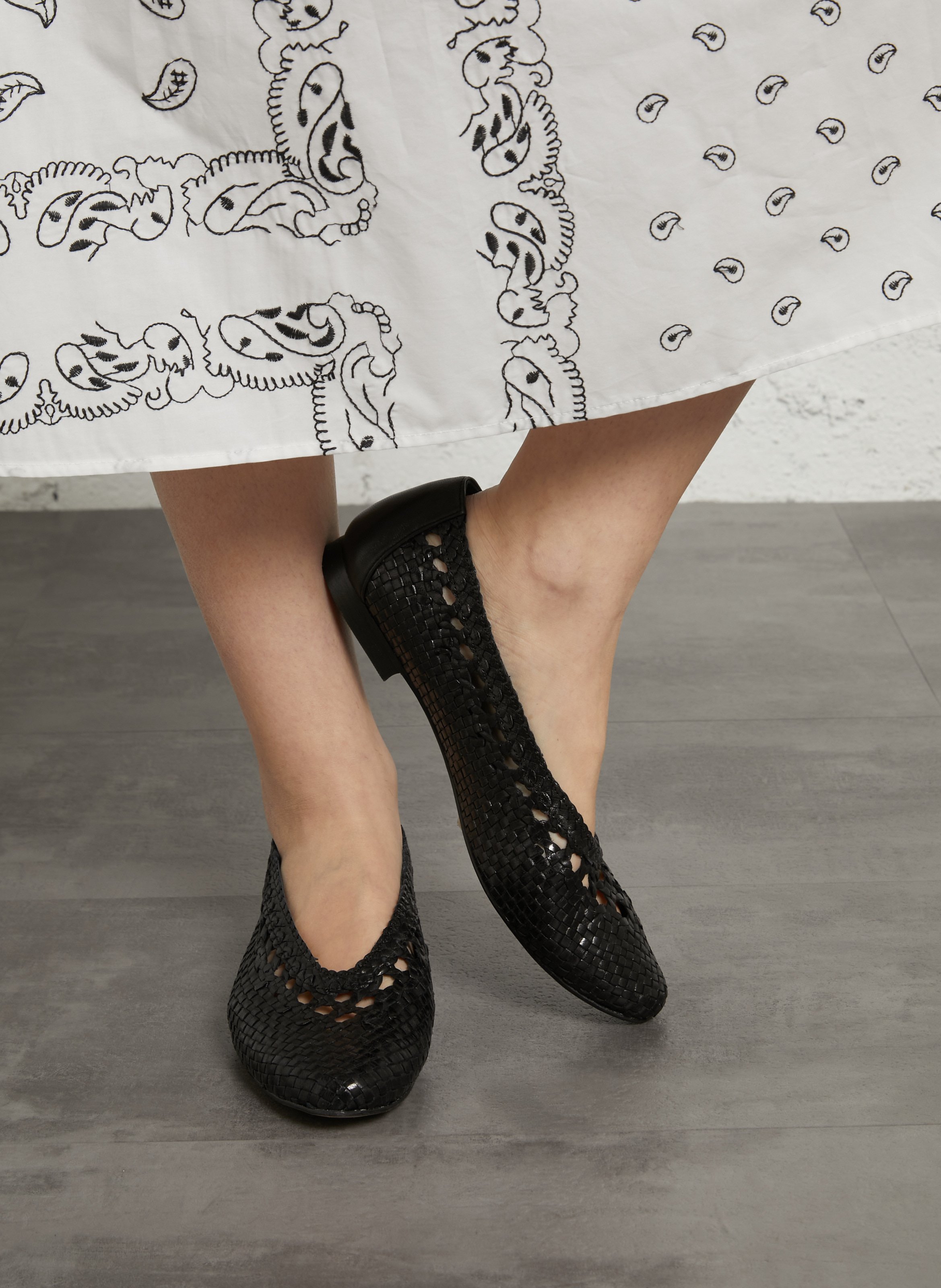 Gevlochten leren ballerina's MAISON 123 Zwart