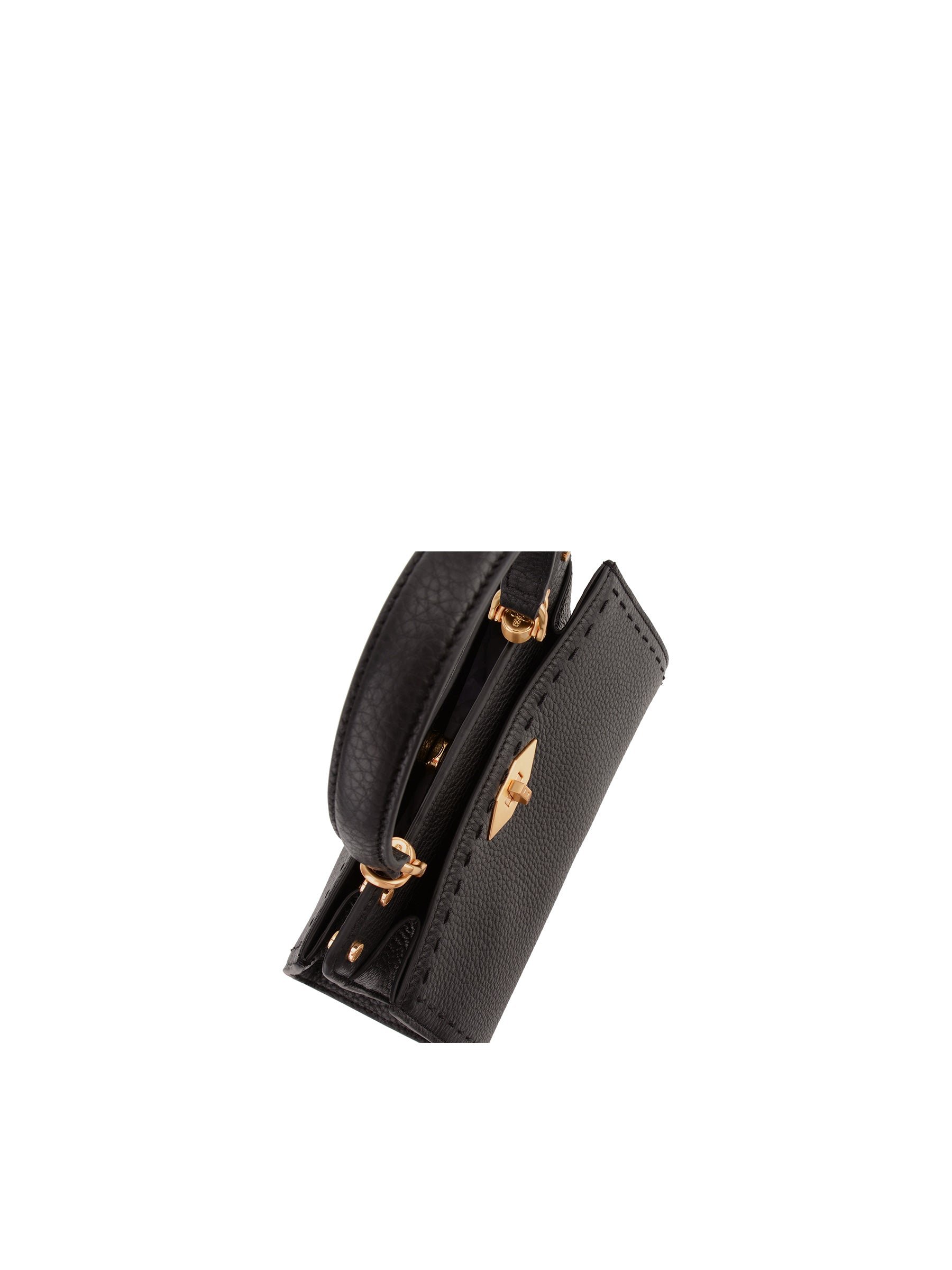 Sac porté main en cuir de vachette POURCHET Marron