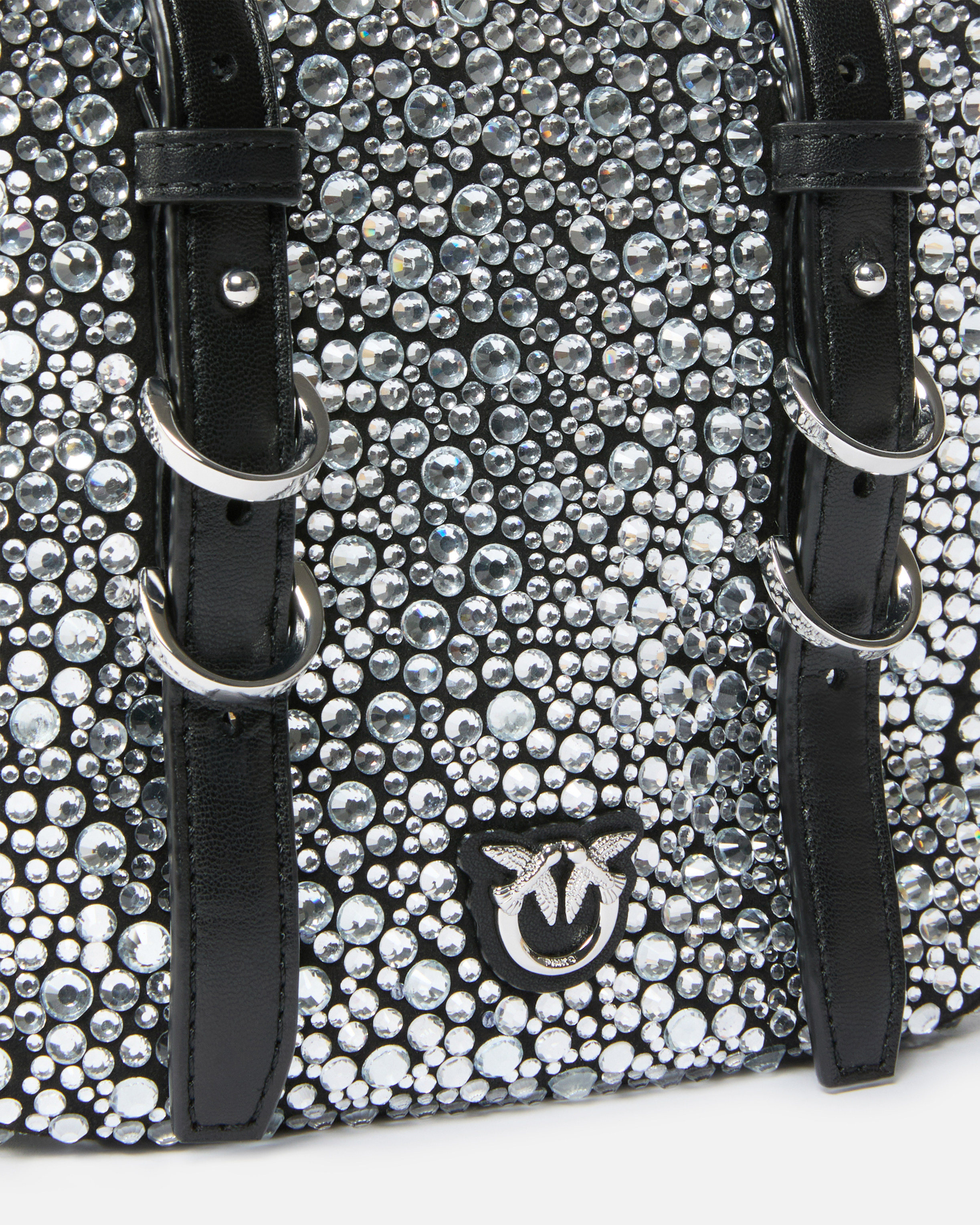 Petit sac à bandoulière cubic bag à strass PINKO Noir