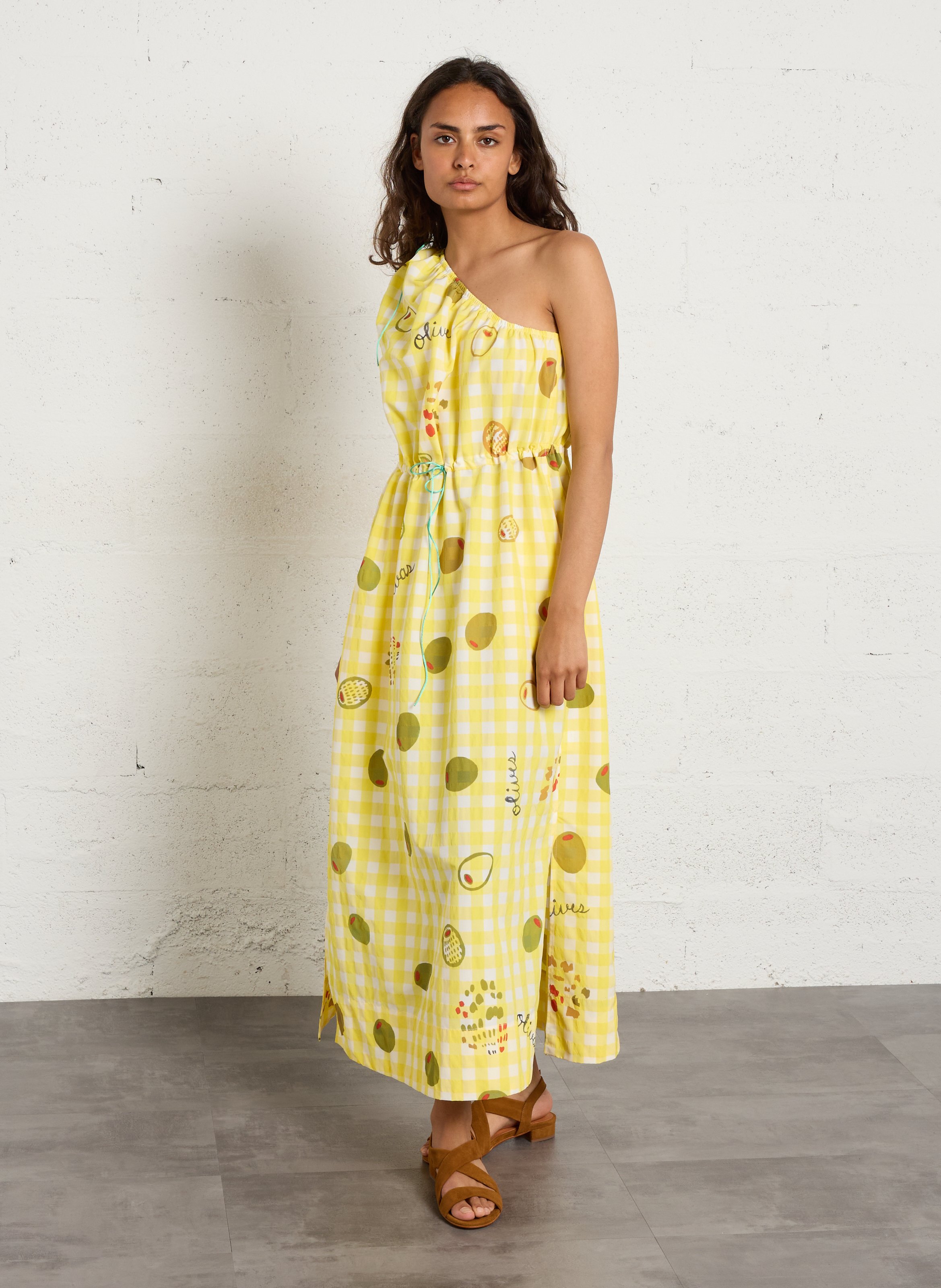 Sandales plates en cuir COSMOPARIS Marron