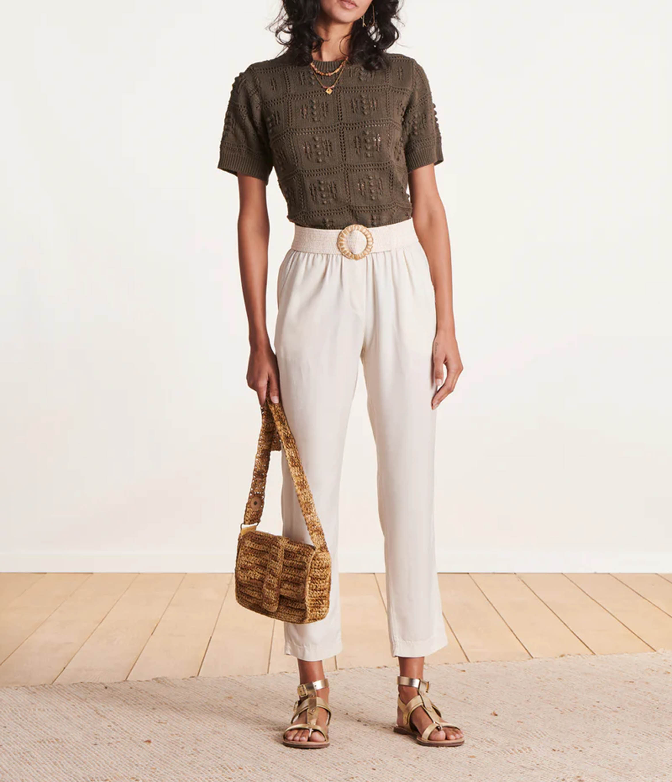 Pantalon droit 7/8ème LA FEE MARABOUTEE Blanc