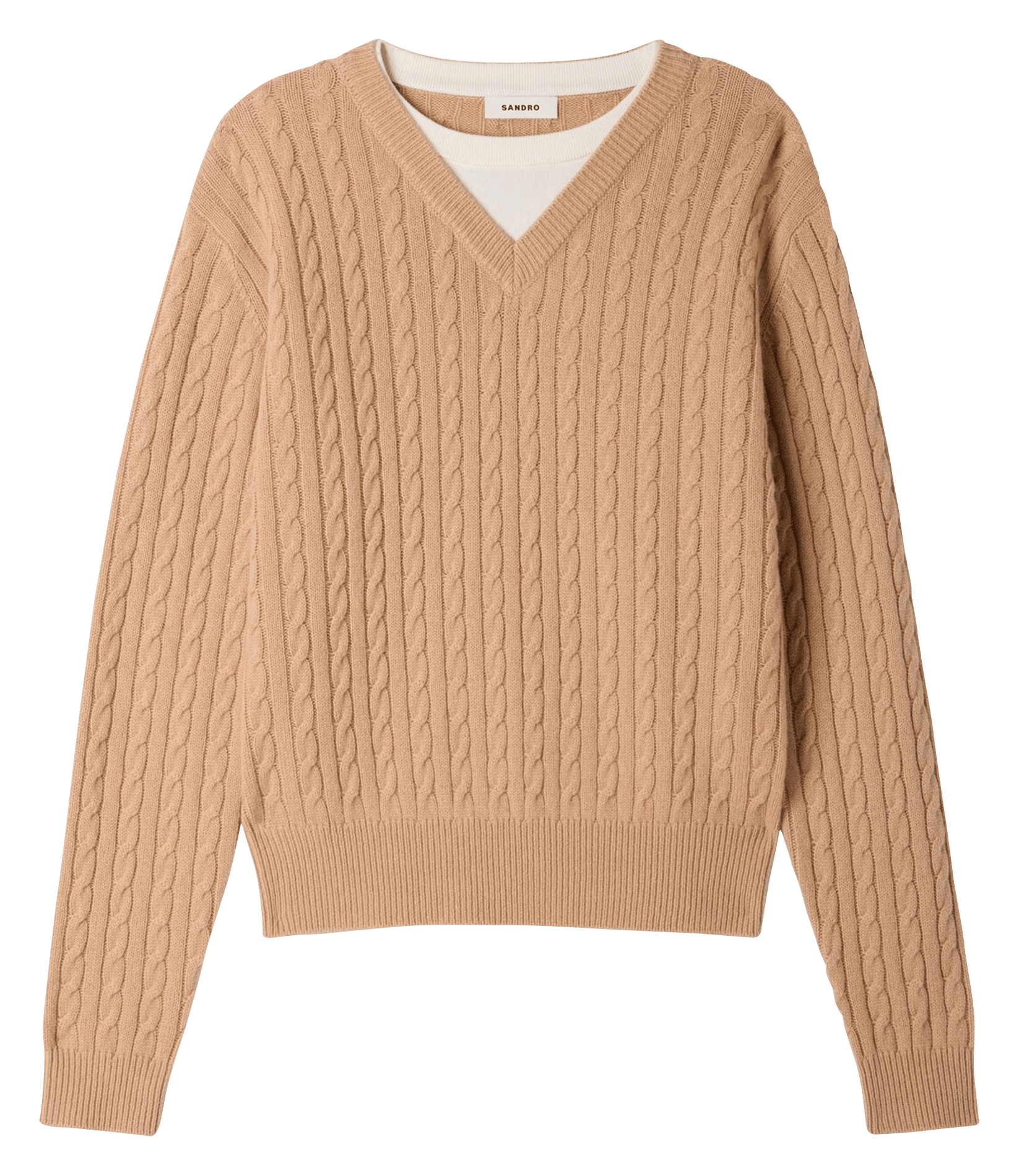 Rechte trui met V-hals | wolblend SANDRO Beige