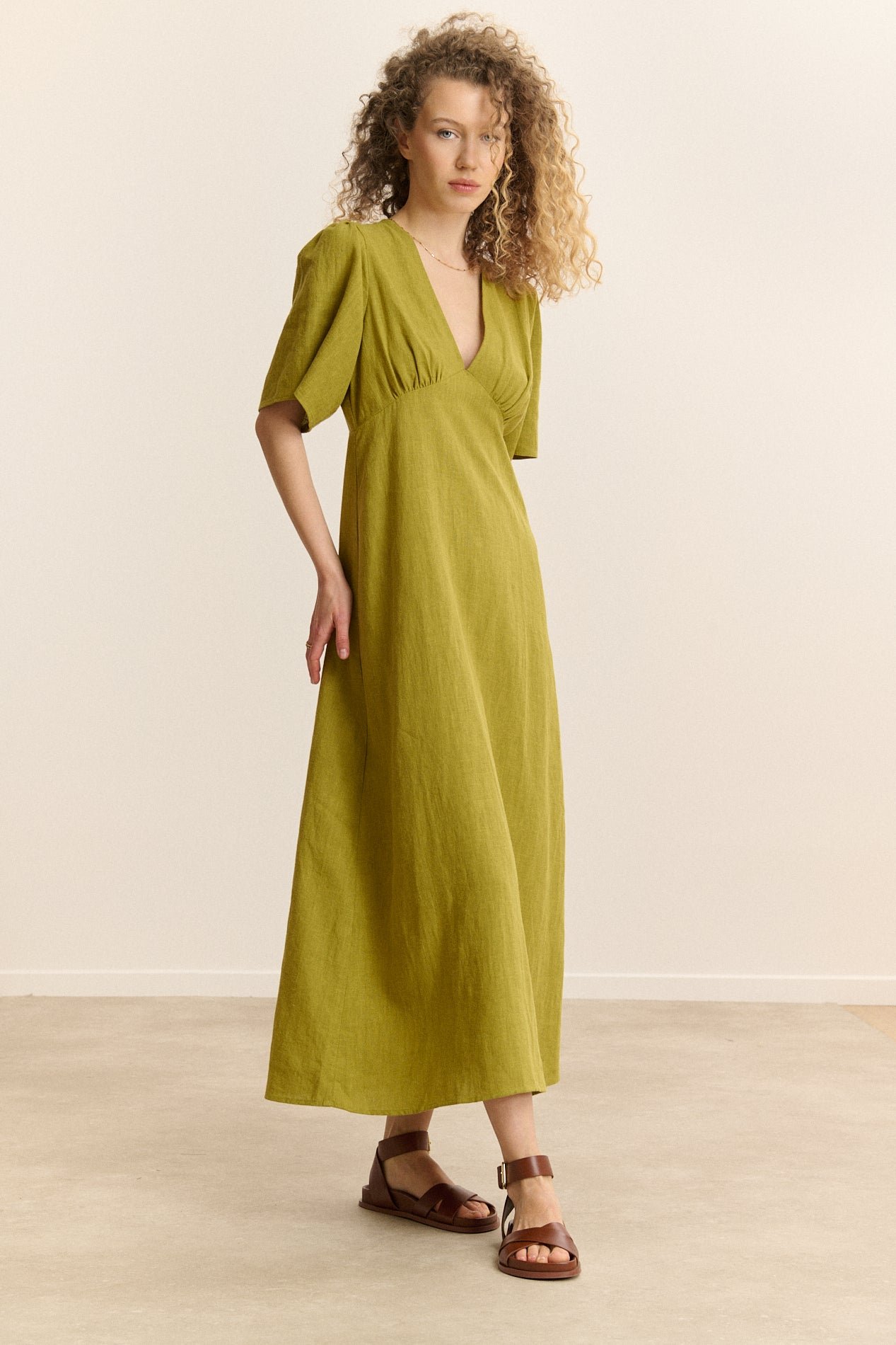 Robe midi manches courtes GARANCE PARIS Vert