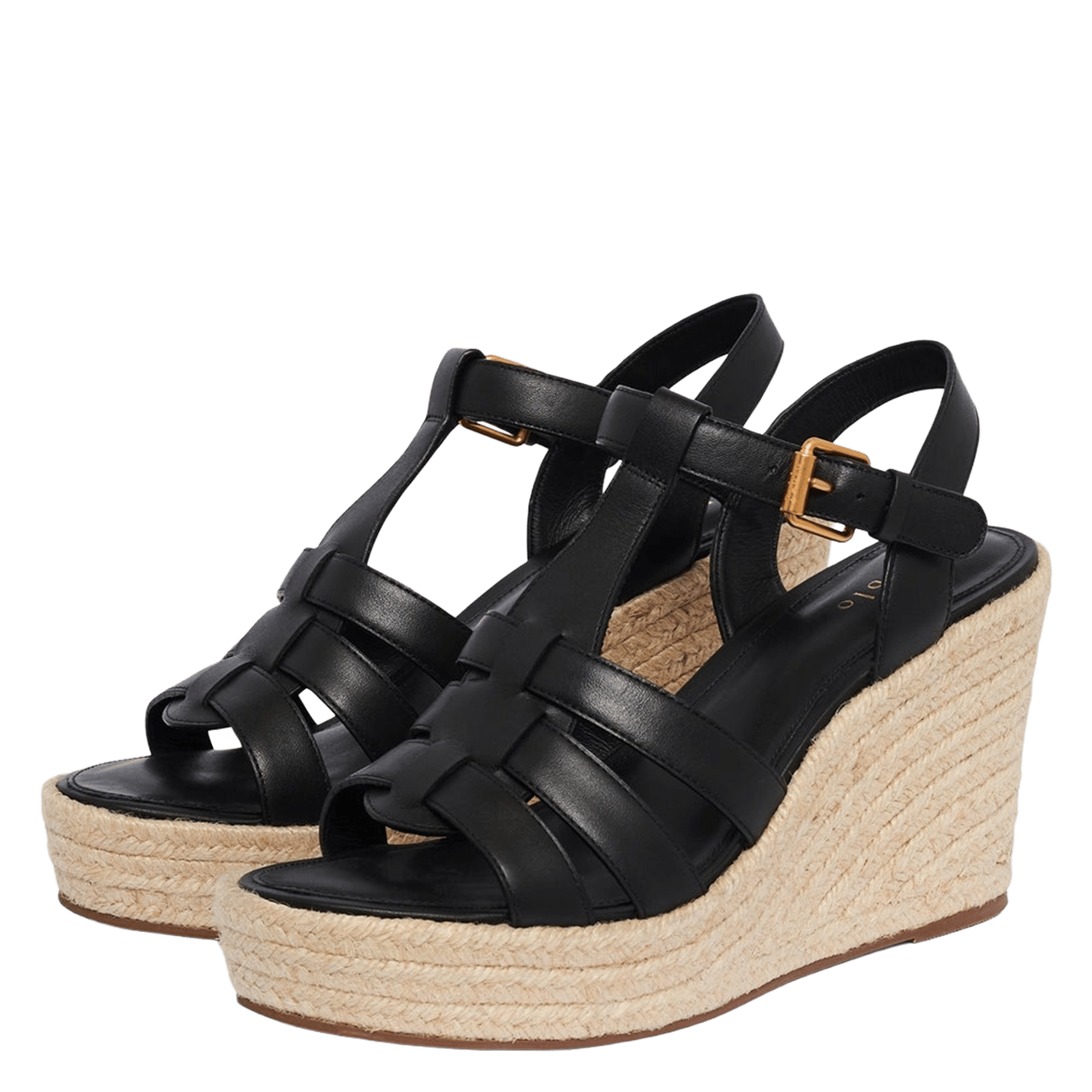 Sandales compensées en cuir PABLO Noir