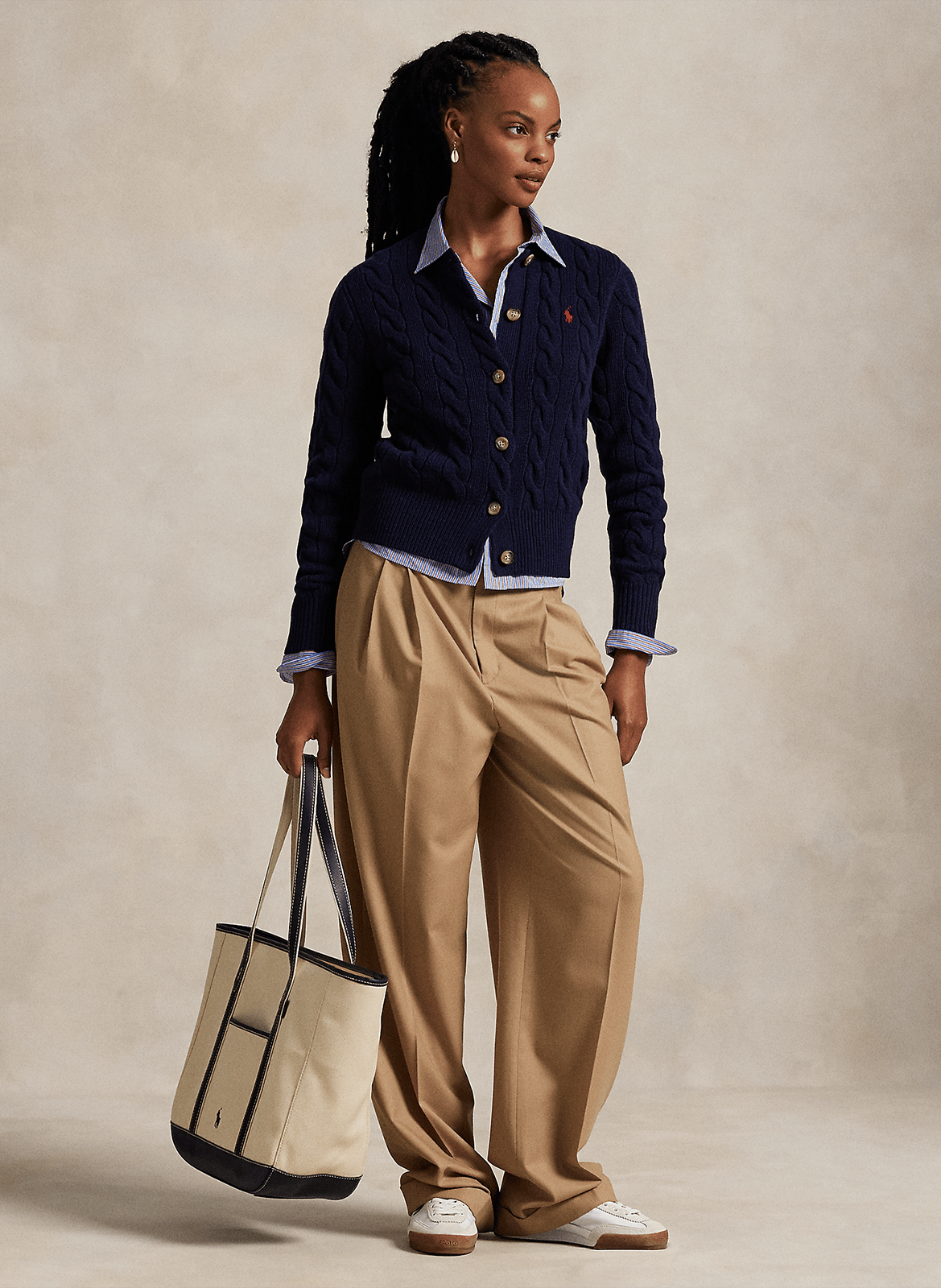 Strickjacke aus Woll-Mix mit Rundhalsausschnitt | Blau POLO RALPH LAUREN Damen