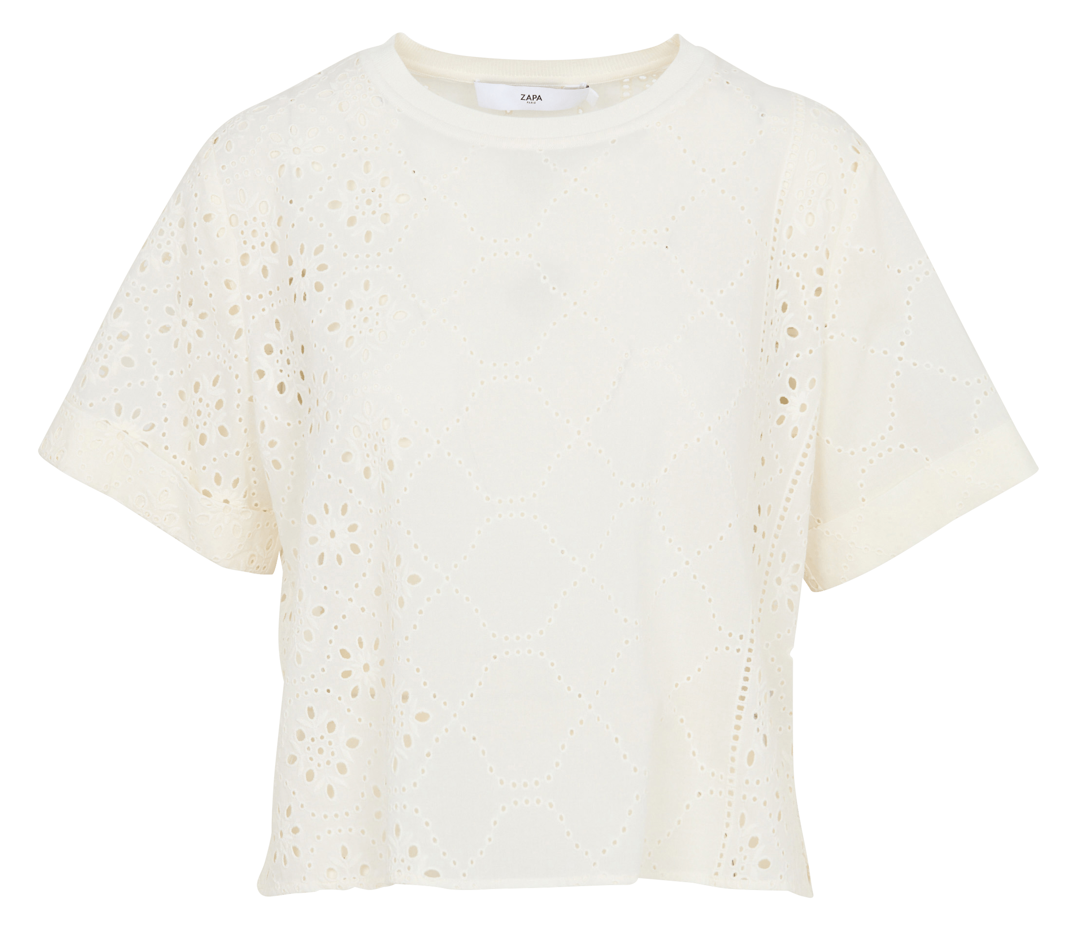 Blusa de algodón con encaje ZAPA Blanco