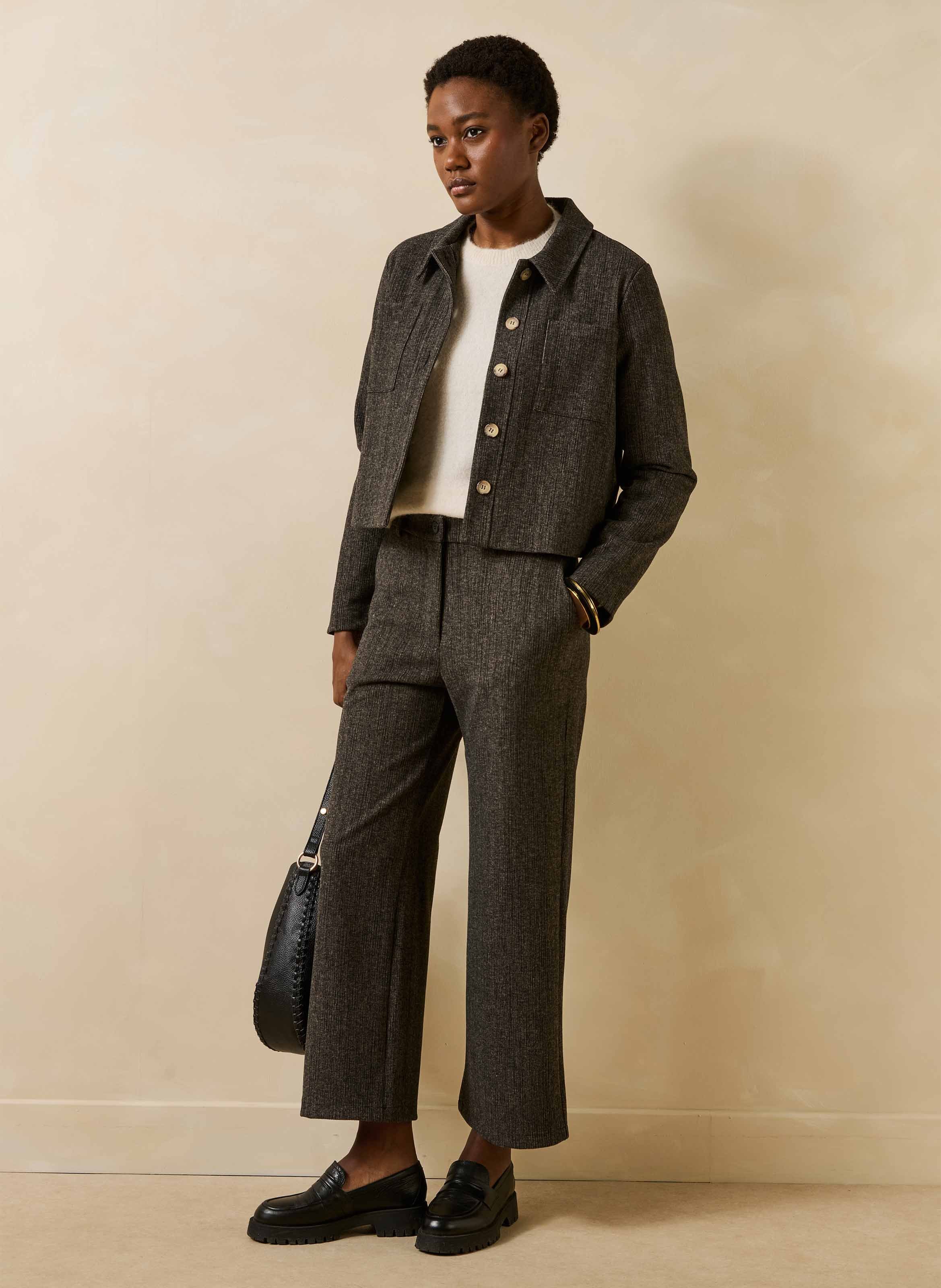 Short velvet effect jacket LA FEE MARABOUTEE Brown