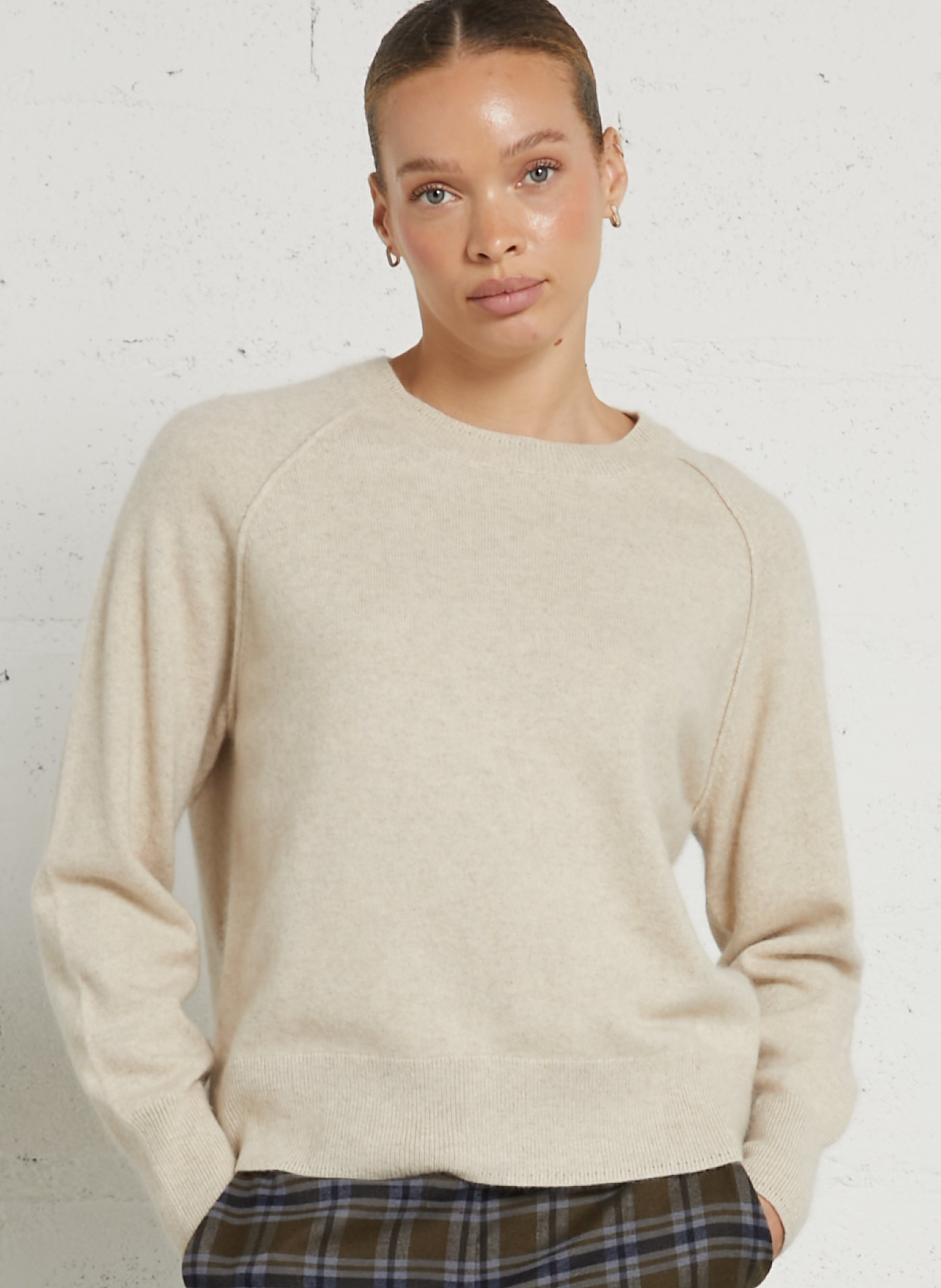 Pull col rond en laine mélangée BELLA JONES Beige