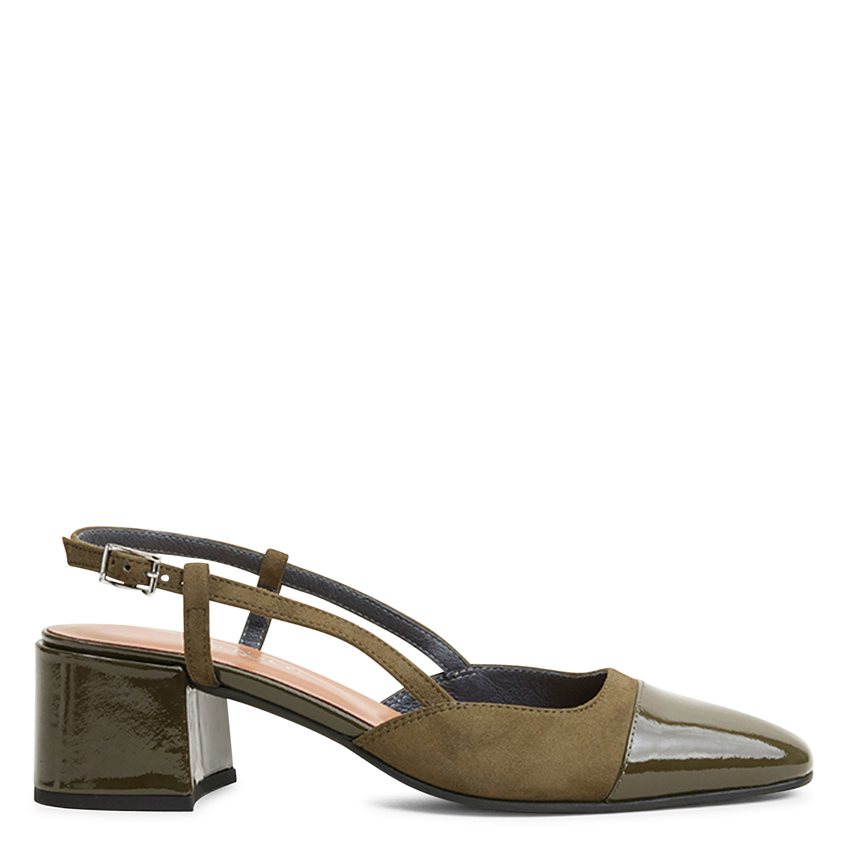 Slingbacks en cuir bi-matière JONAK Kaki
