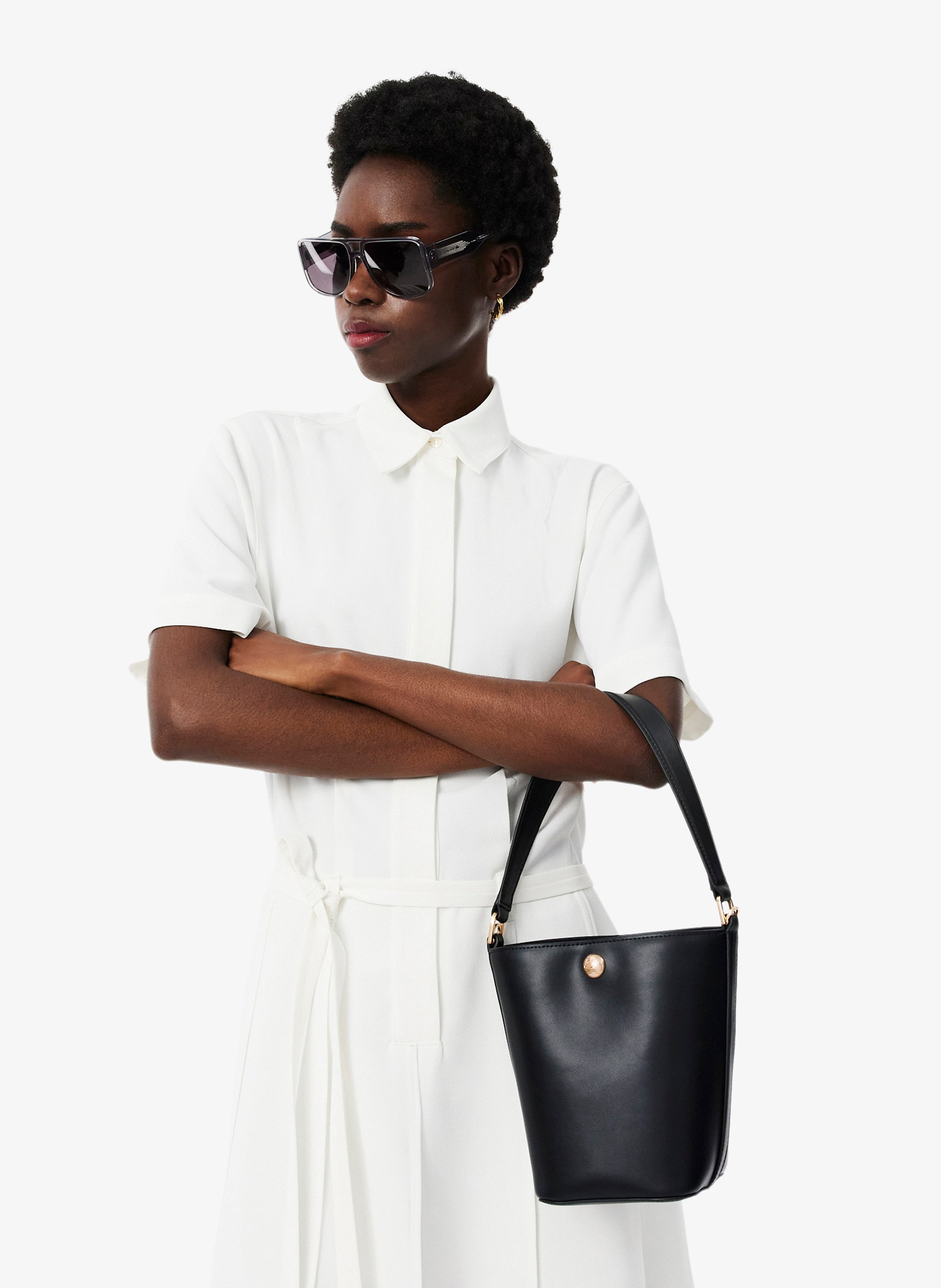 Tennis Bliss Eimer Tasche aus Leder LACOSTE Schwarz
