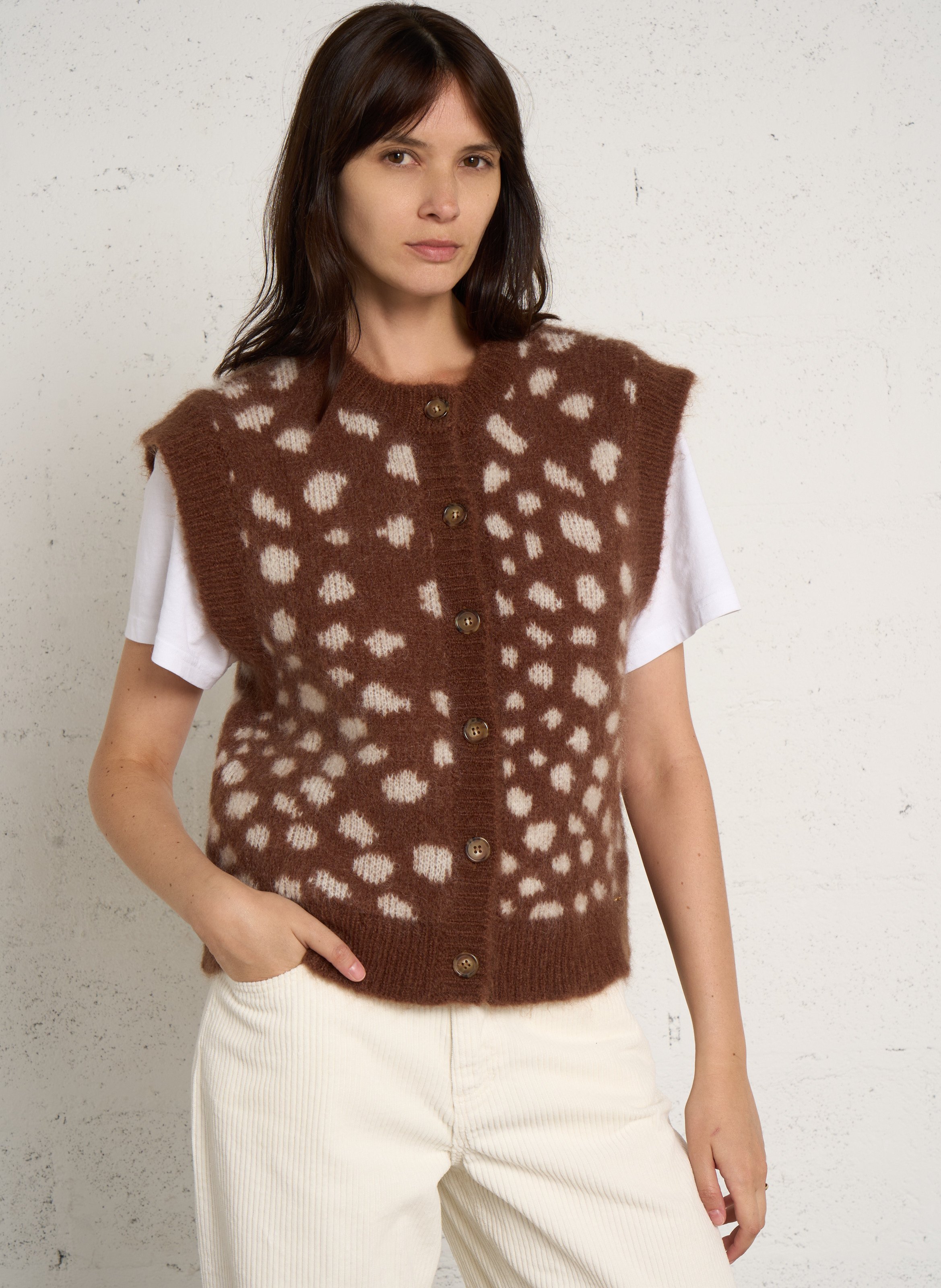 Vest van wolmix met ronde hals DES PETITS HAUTS Veelkleurig