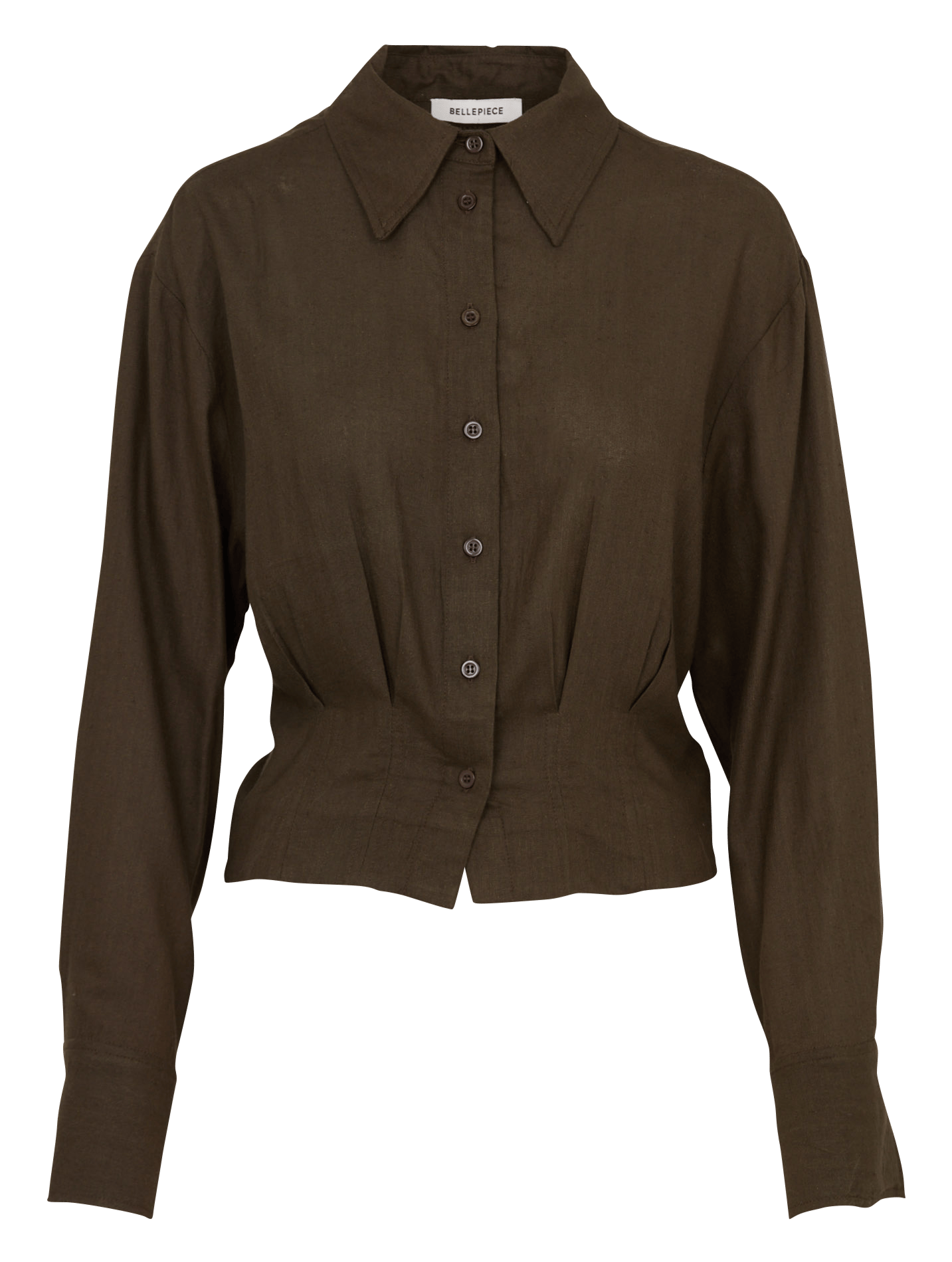 Chemise courte et droite en soie BELLEPIECE Marron
