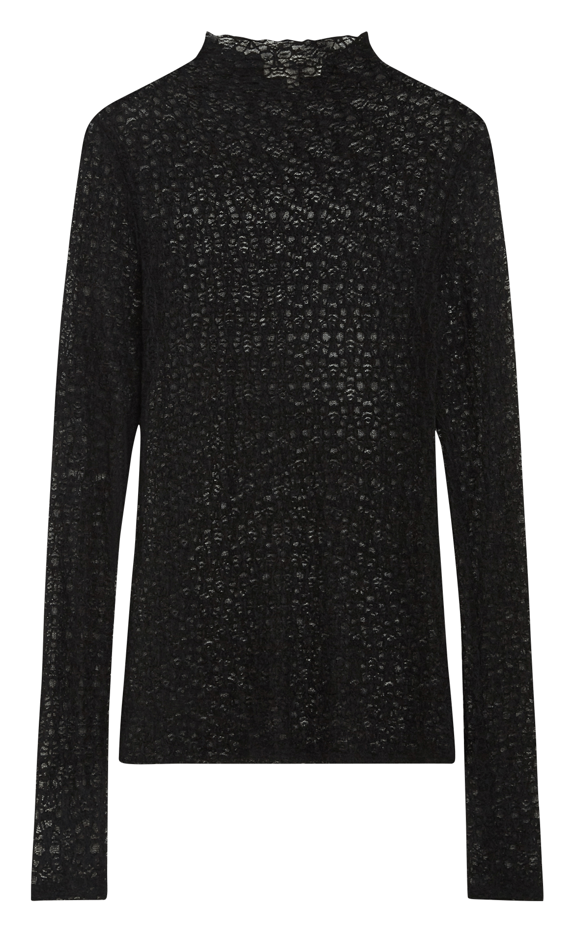 T-shirt manches longues cintré en dentelle GRACE ET MILA Noir