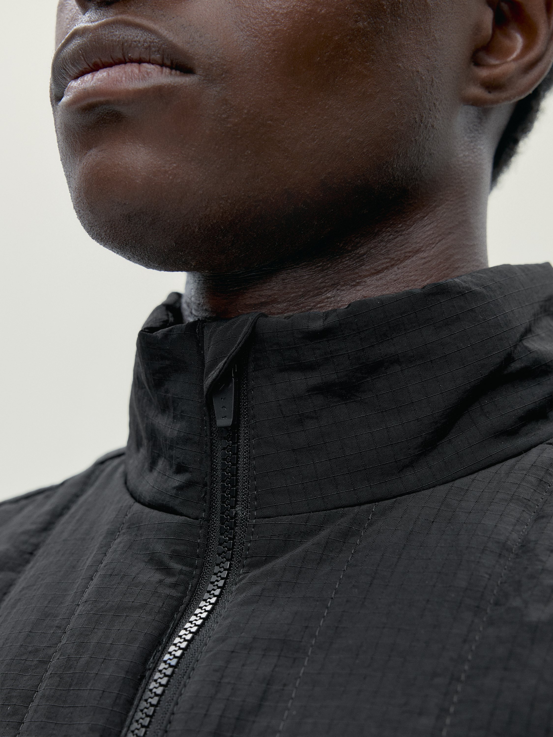 Men's sporty sleeveless puffer vest, soft touch, zipper closure BORN Black