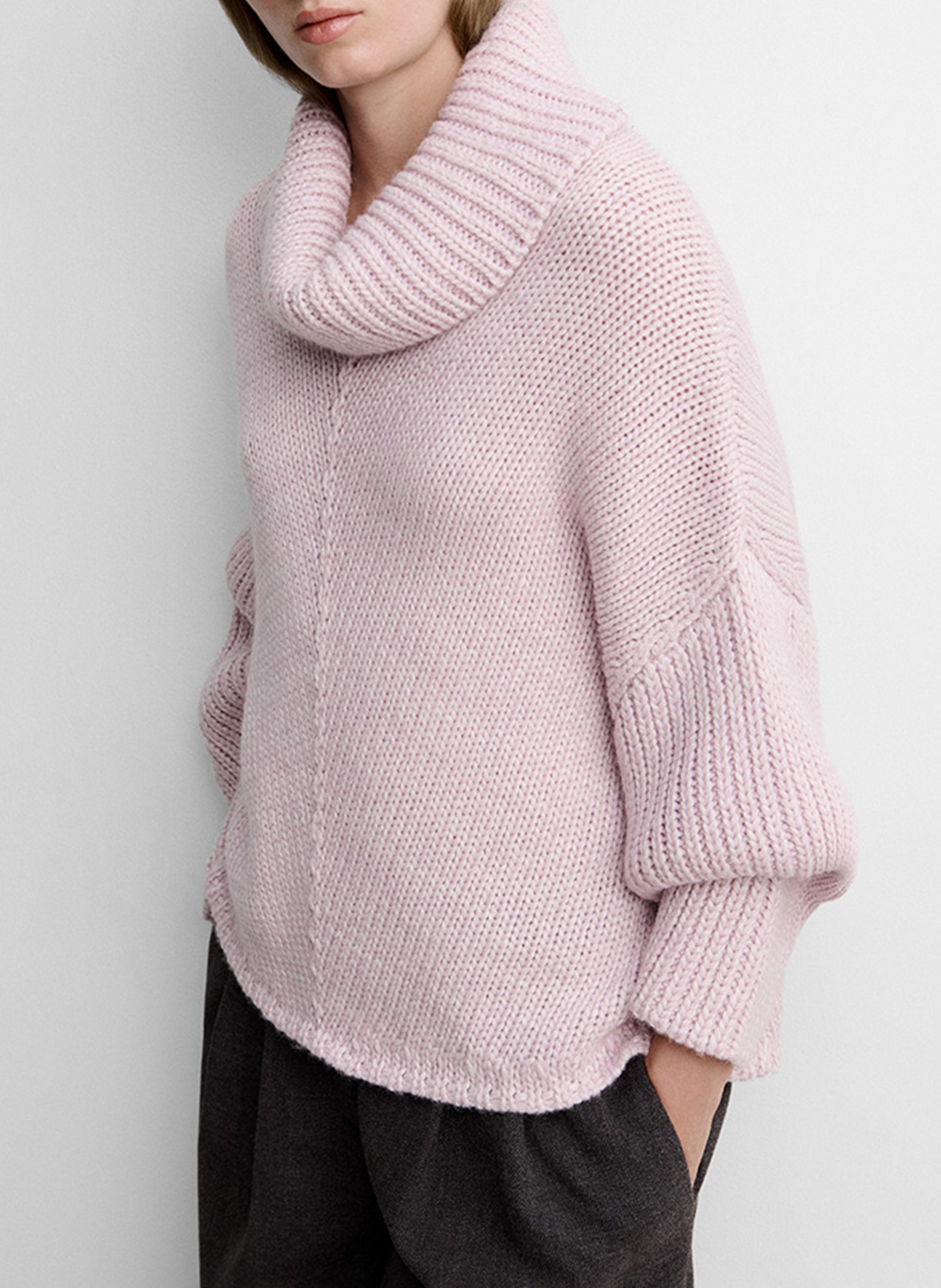 Pull col roulé ample uni SIMORRA Rose