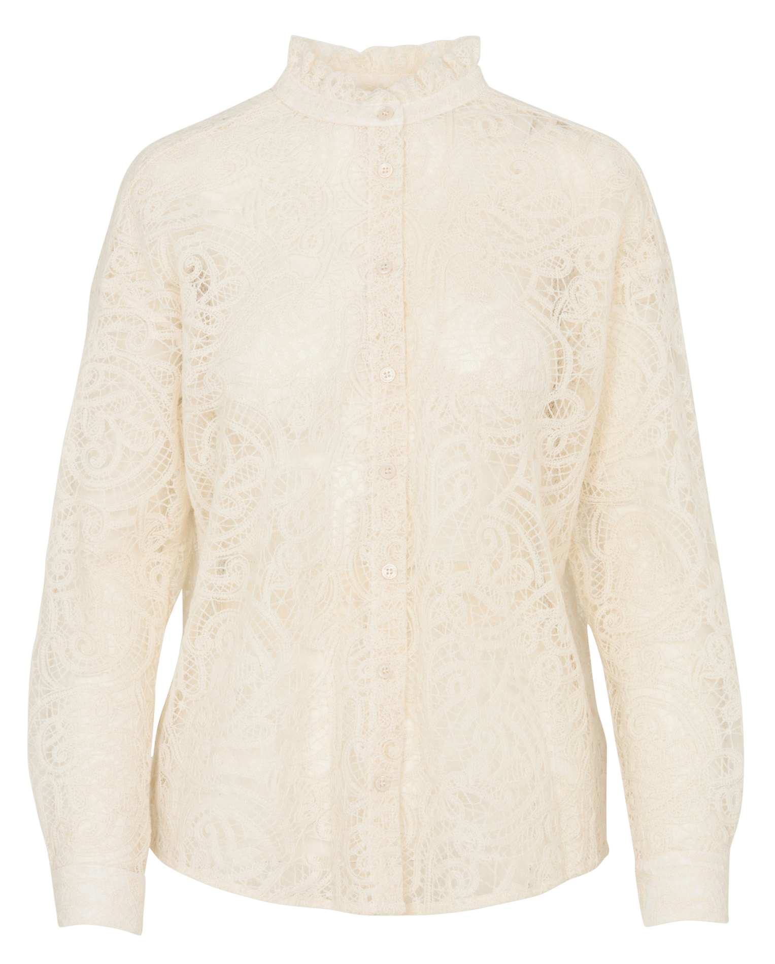 Blouse col montant aspect dentelle en coton mélangé LA PETITE ETOILE Beige