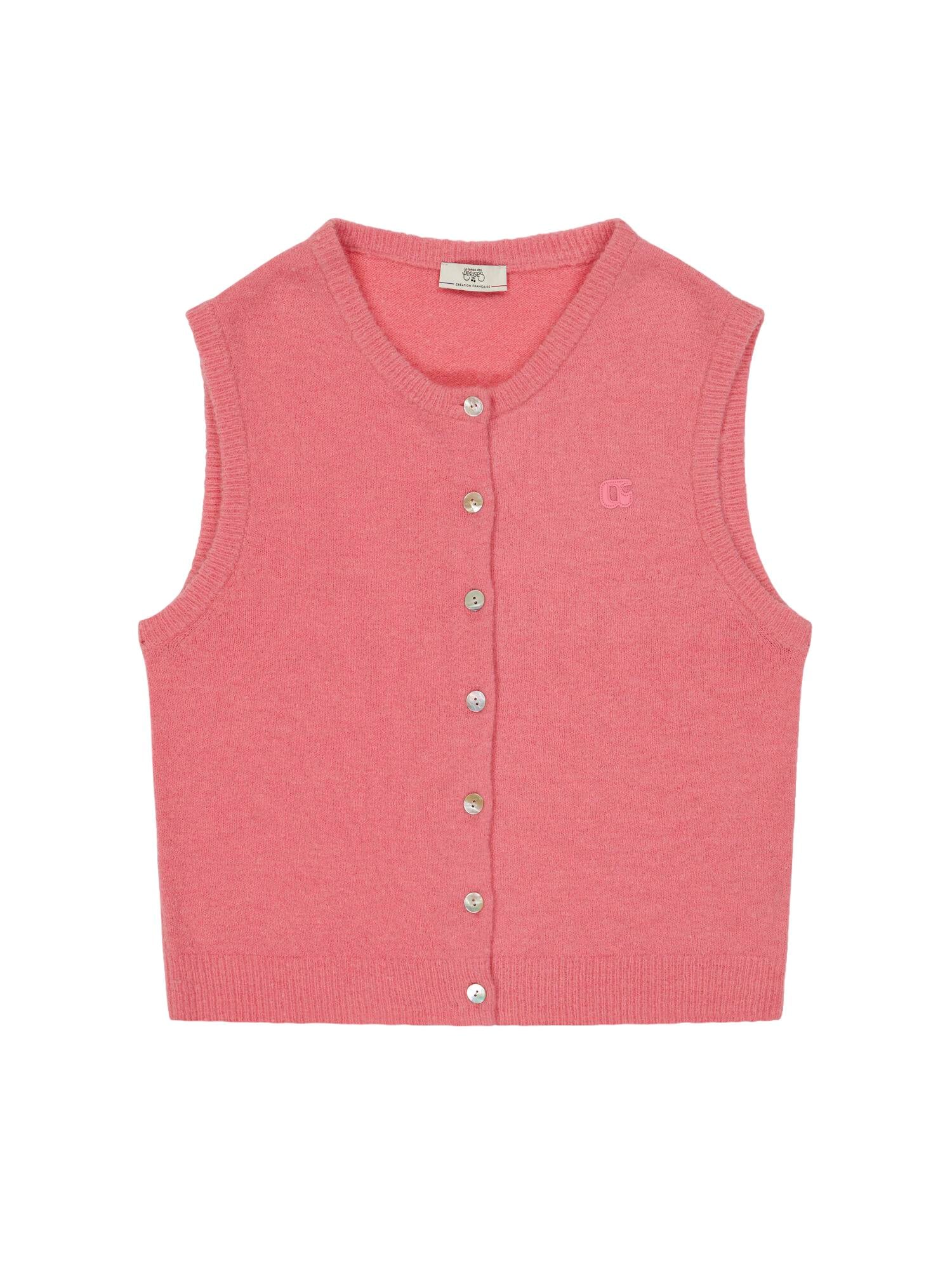 Round neck buttoned cardigan LE TEMPS DES CERISES Pink
