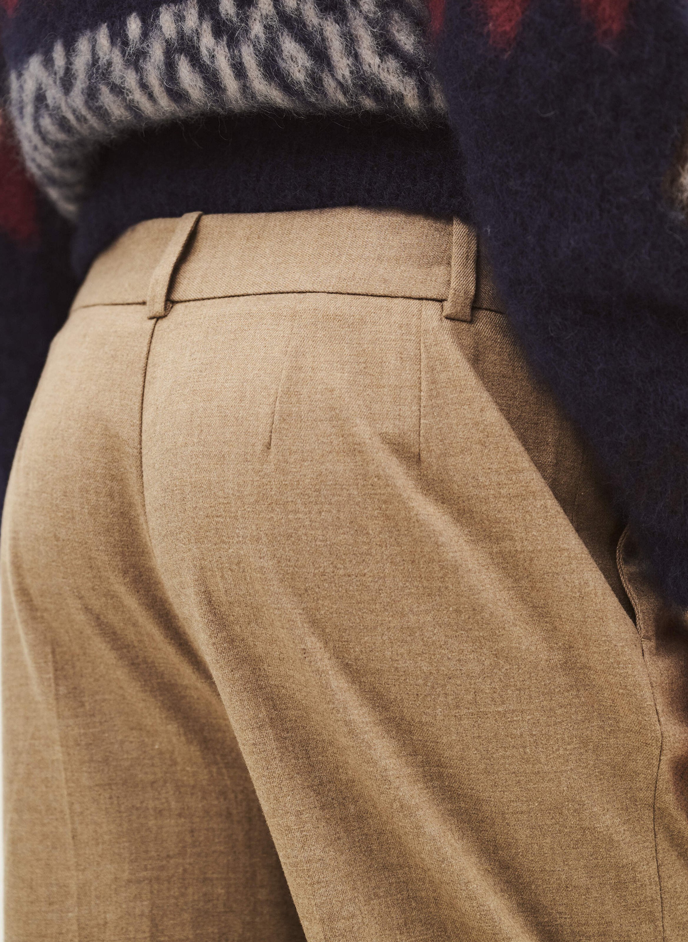 Einfarbige Bundfaltenhose BA&SH Beige