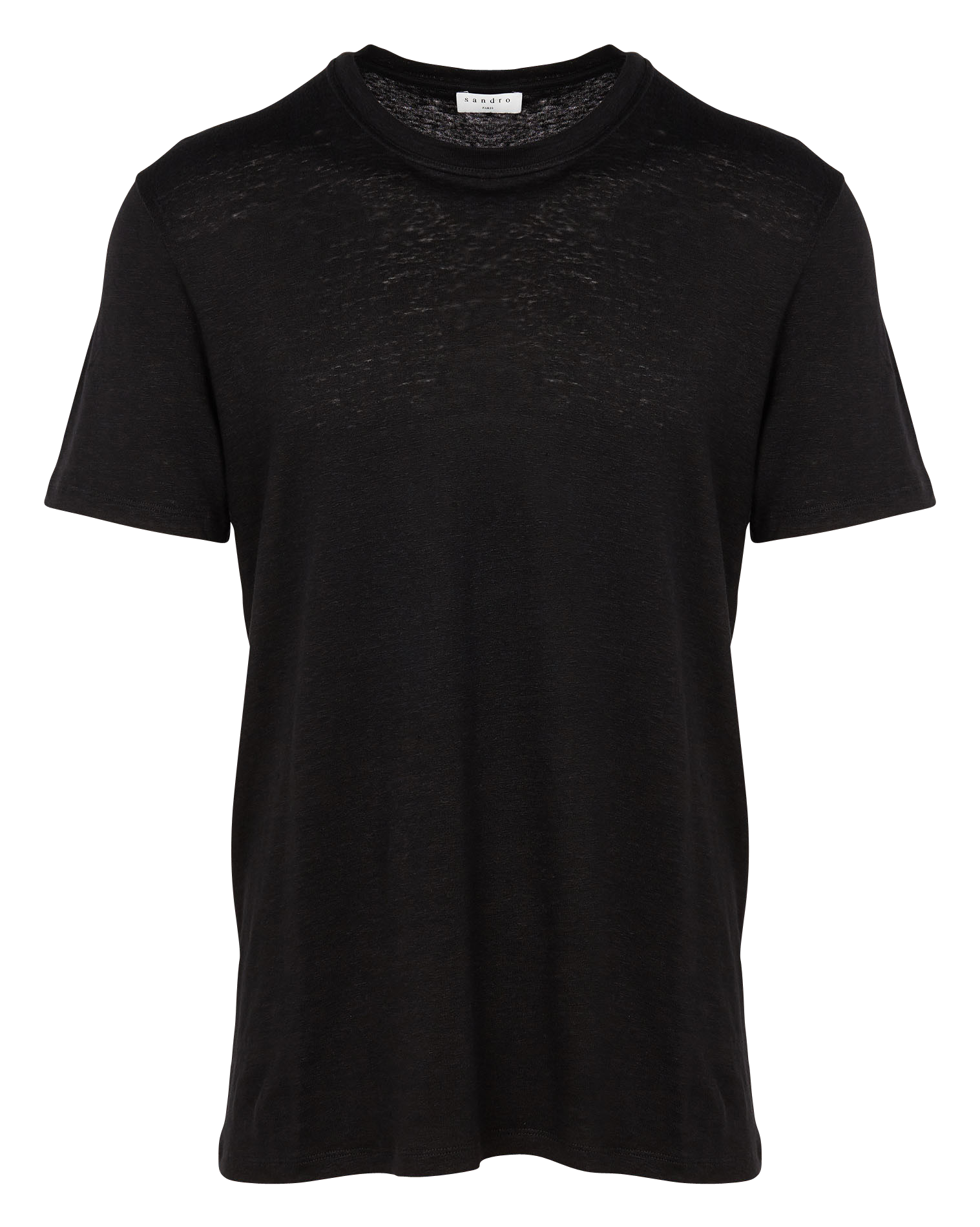 Regular-fit, linnen T-shirt met ronde hals SANDRO Zwart