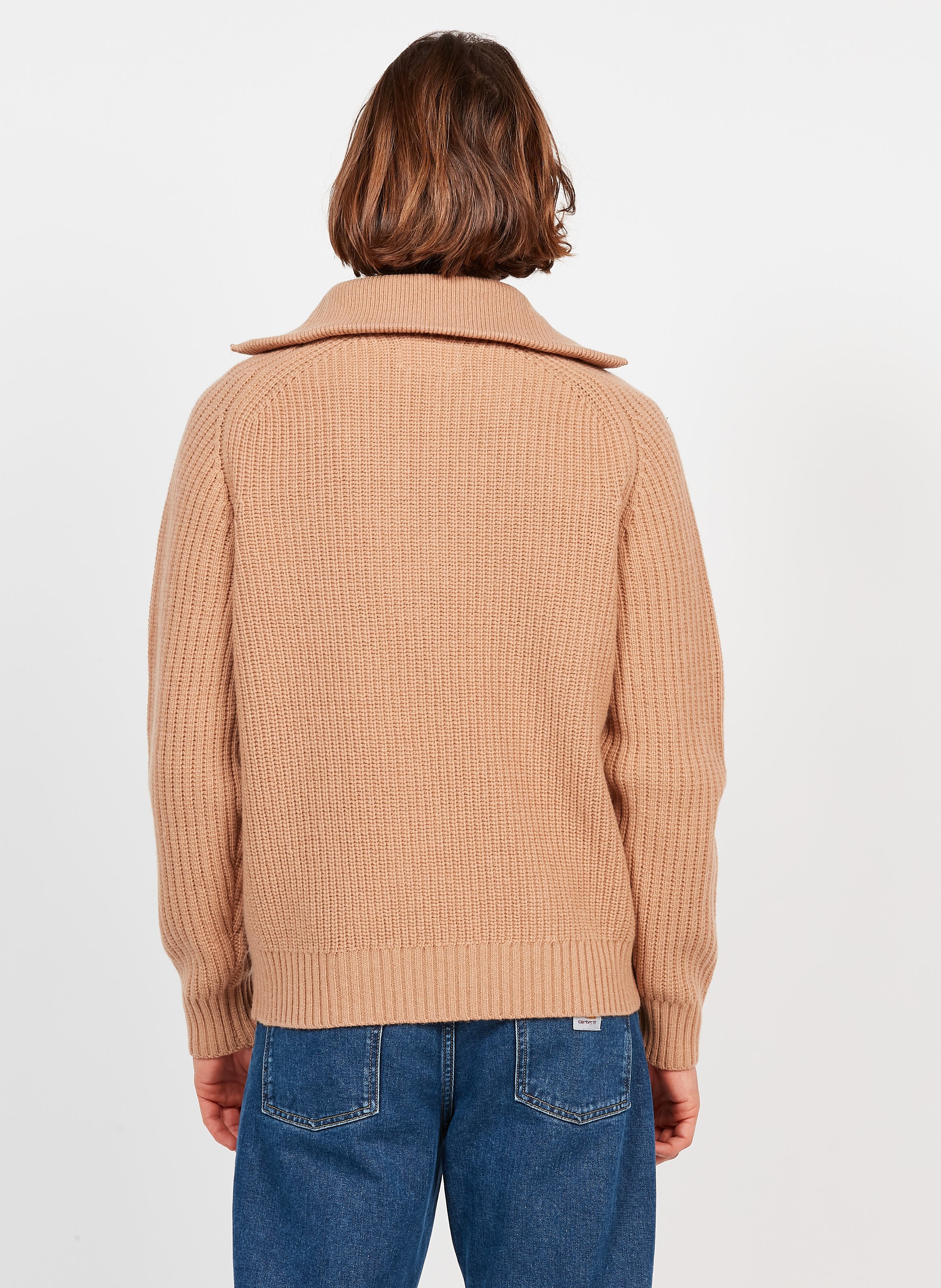 Wool sweater with zip-up high neck SAISON 1865 Brown