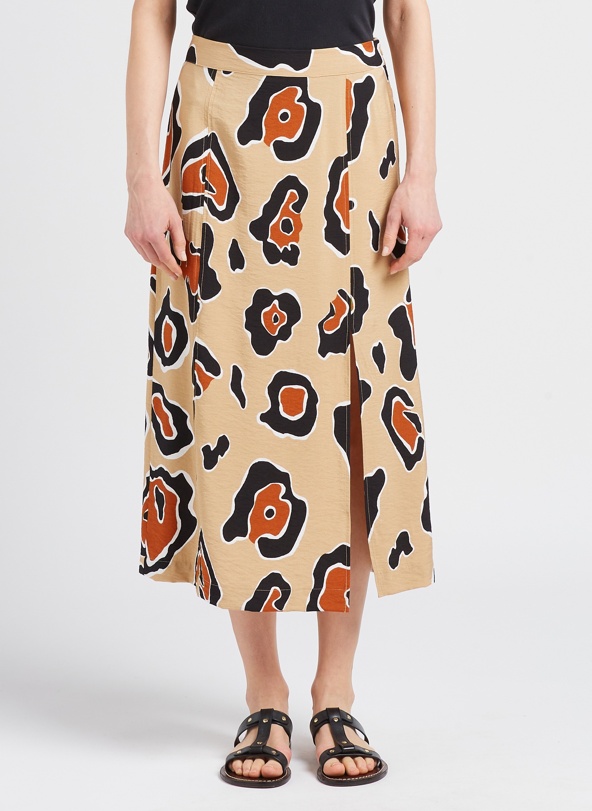 Halflange rok met dierenhuidprint OBJECT Bruin