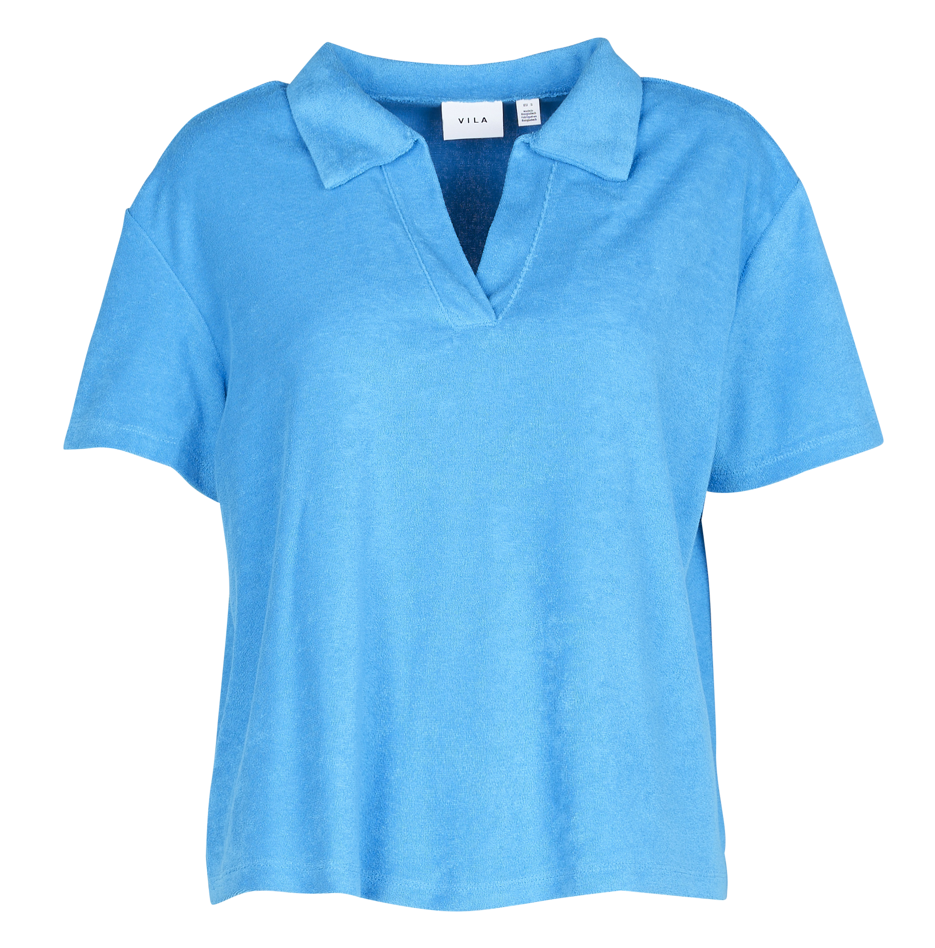 Cotton-blend top with polo collar VILA Blue