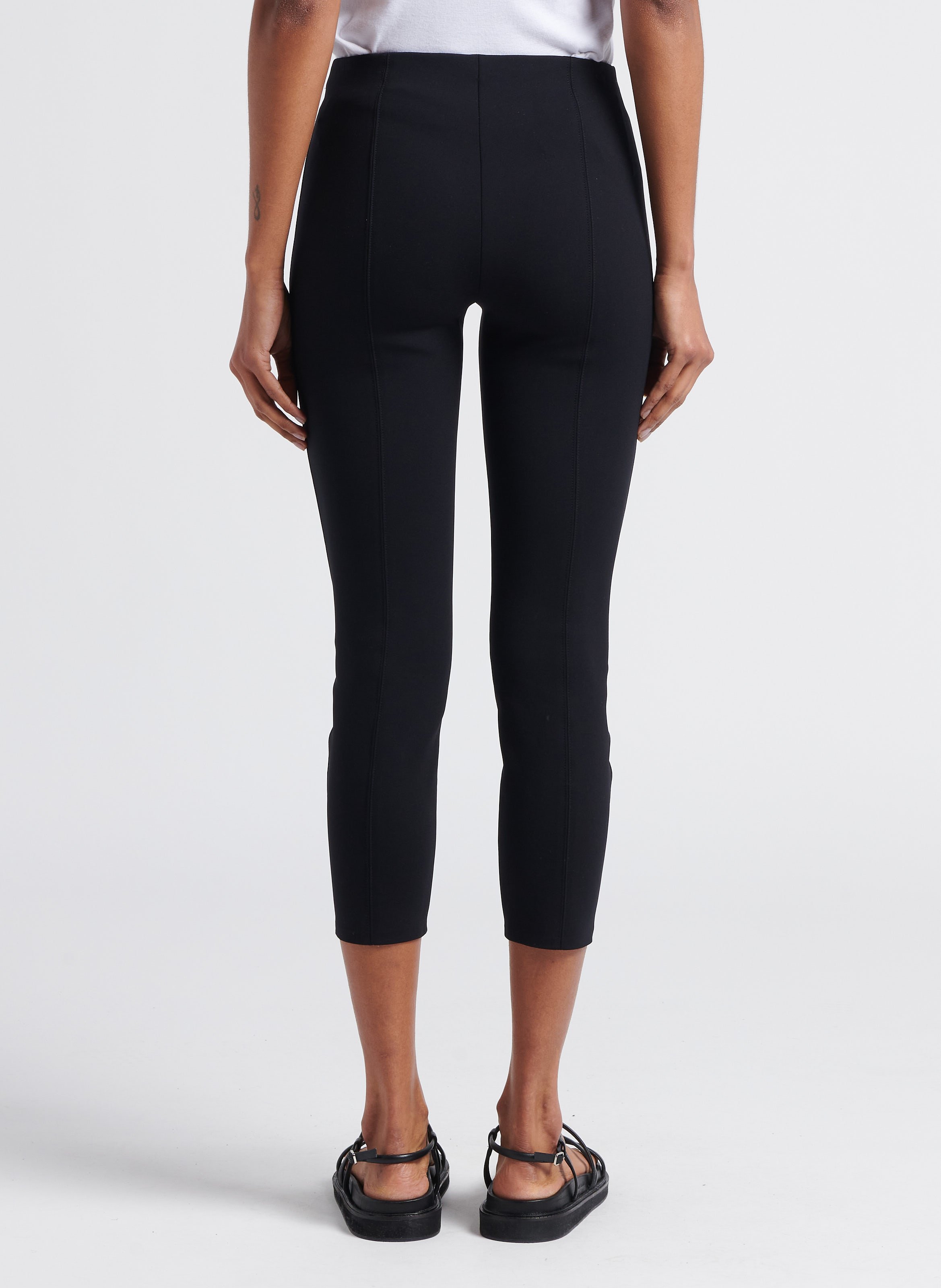 High-waisted cropped leggings THEORY Black