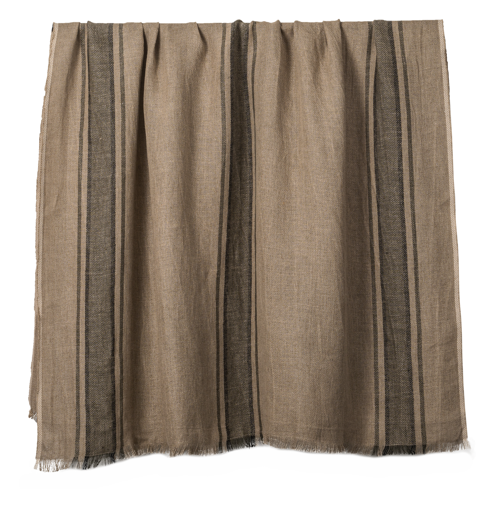 Gestreepte plaid van stonewashed linnen 135 x 190 cm KakiHARMONY HAOMY