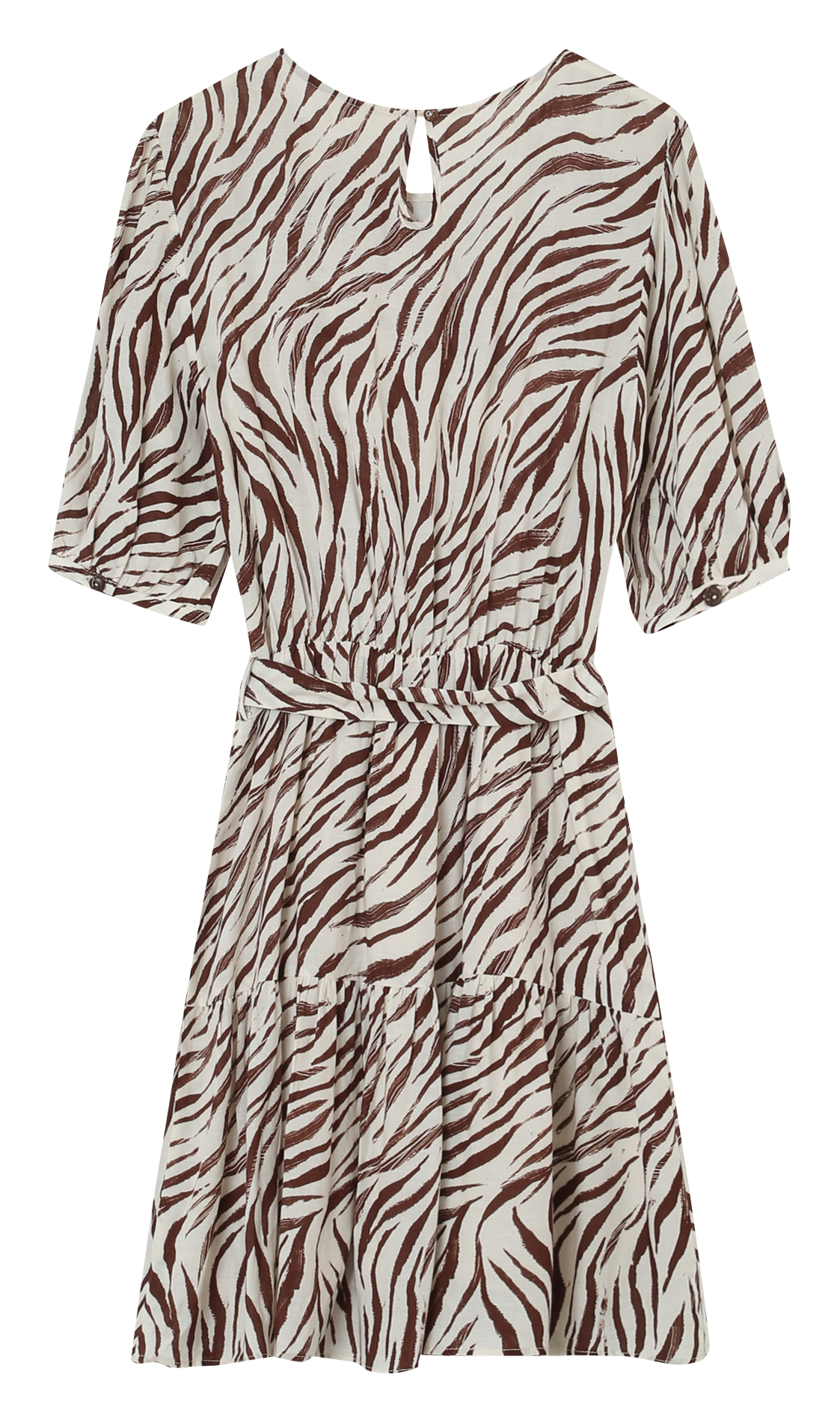 Robe courte droite col rond à imprimé GRACE ET MILA Beige