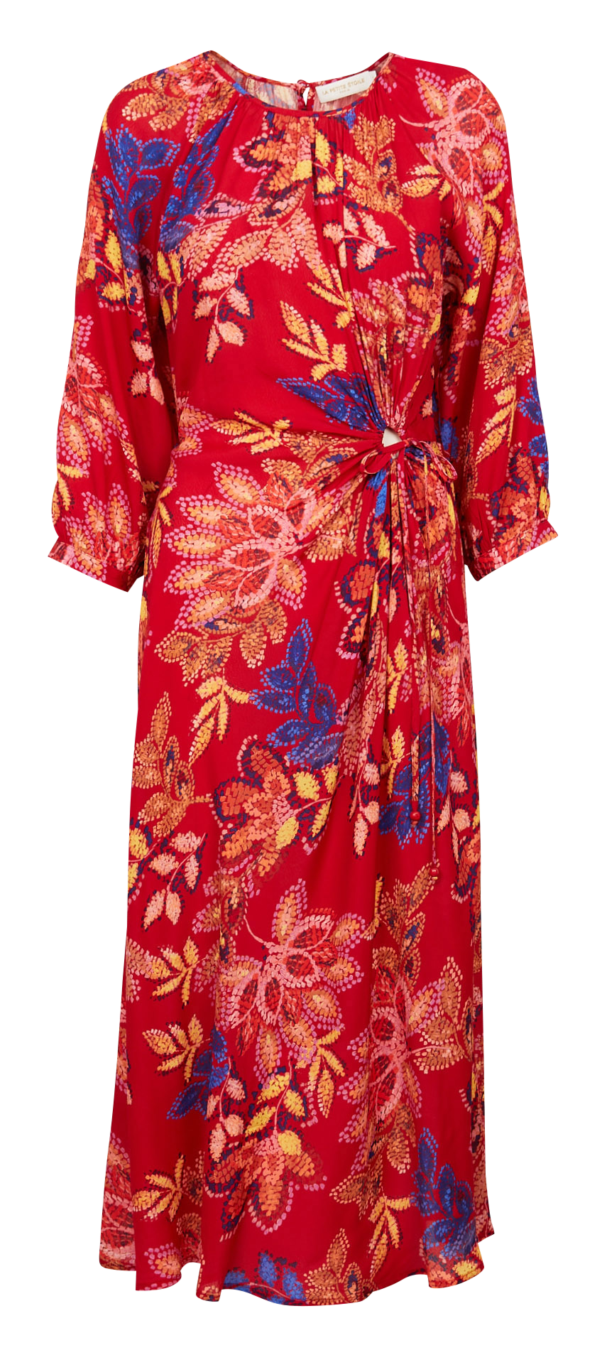 Halflange jurk met ronde hals en print LA PETITE ETOILE Rood