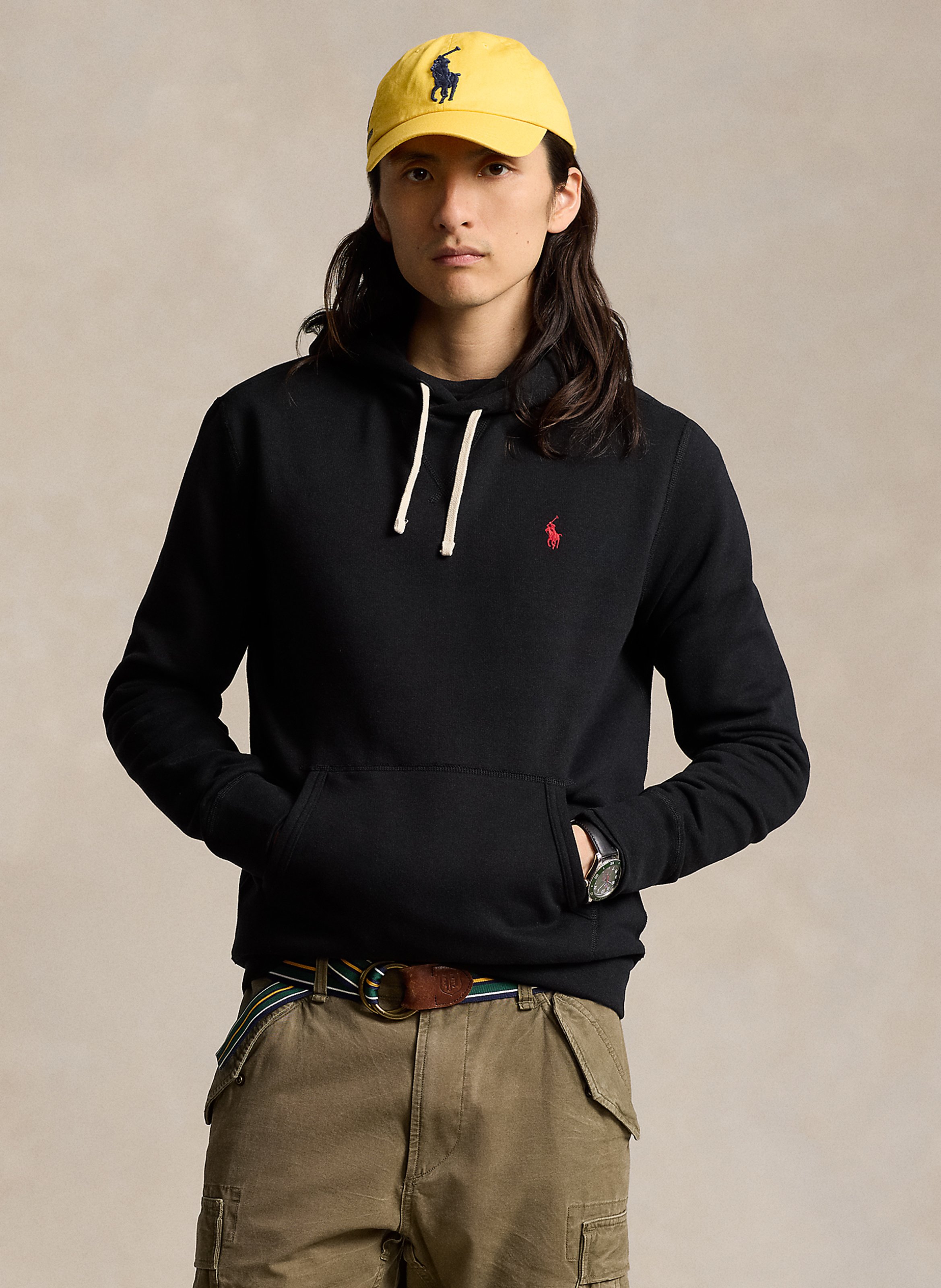 パーカー・フーディ POLO RALPH LAUREN Men Hoodies 710766778 008 BLACK Regular-fit cotton hoodie Polo black Polo Ralph Lauren - Men