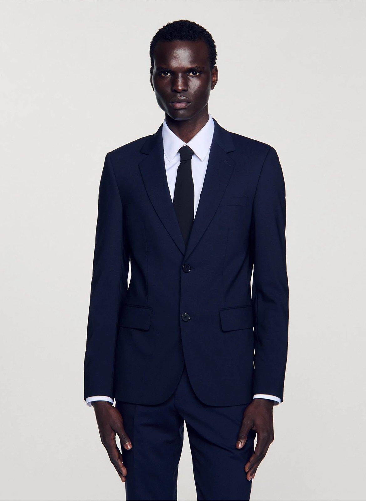 Wool jacket with tailored collar SANDRO Blue