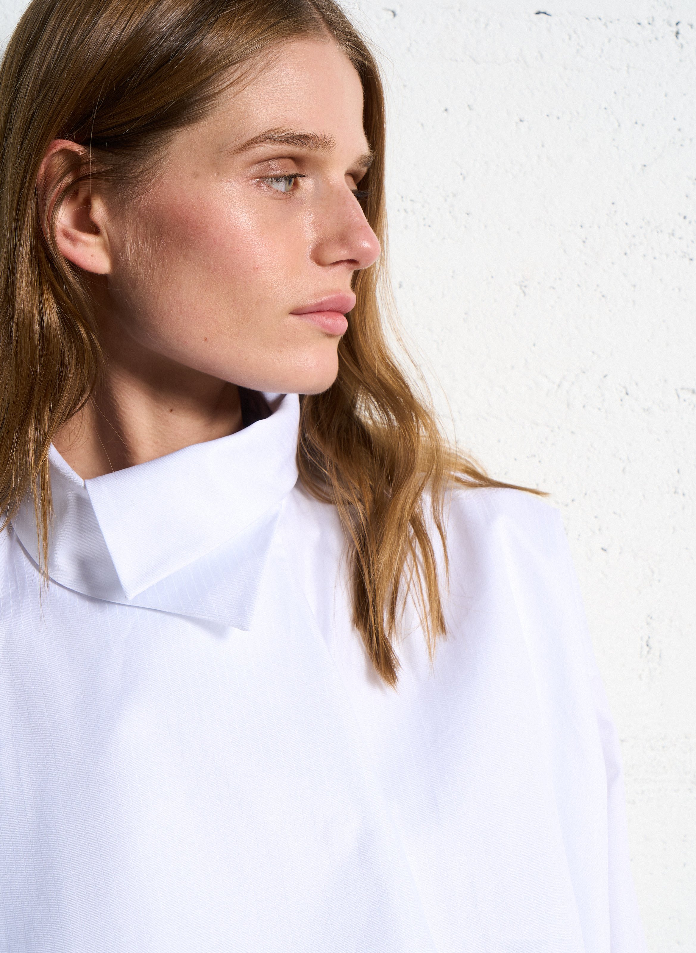 Chemise ample en coton rayé Blanc