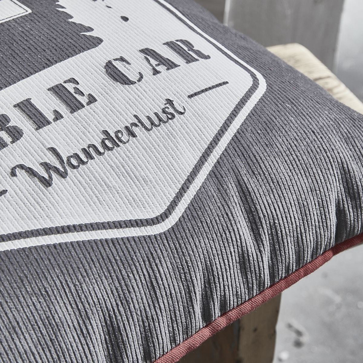 Coussin imprimé carré en coton TODAY LINGE DE MAISON Gris