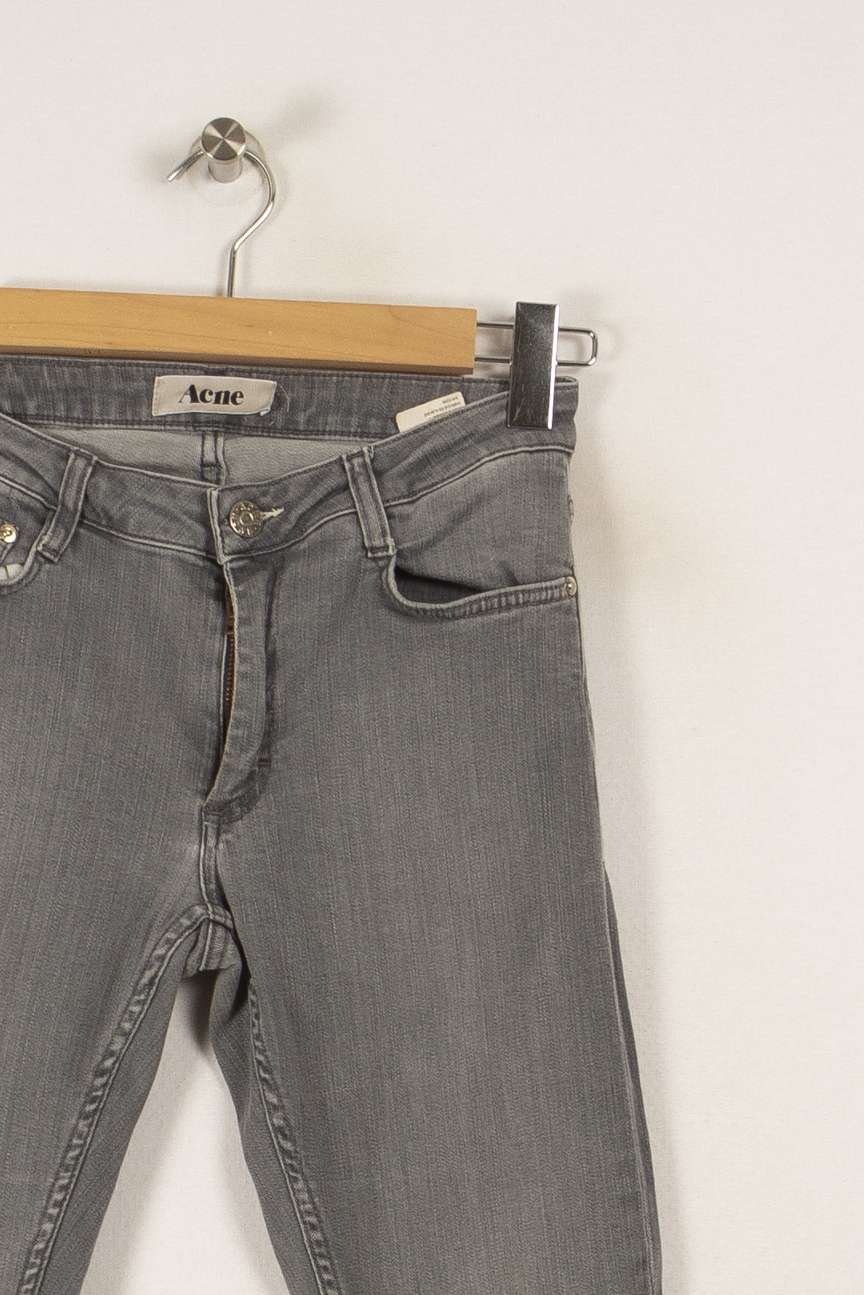 Cropped slim jeans with studs ACNE STUDIOS - Seconde Main Grey
