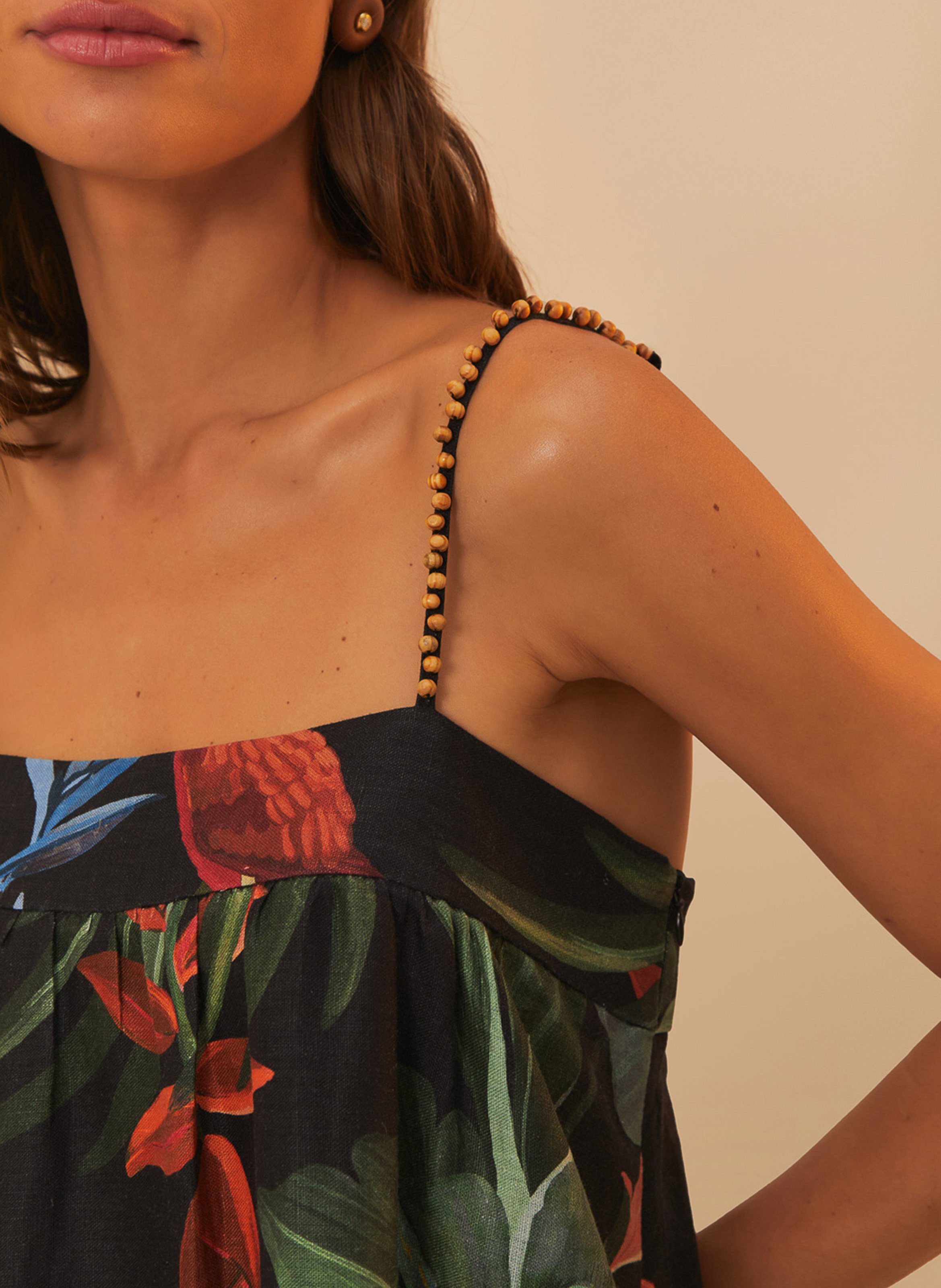 Robe courte en lin imprimé FARM RIO Multicolore