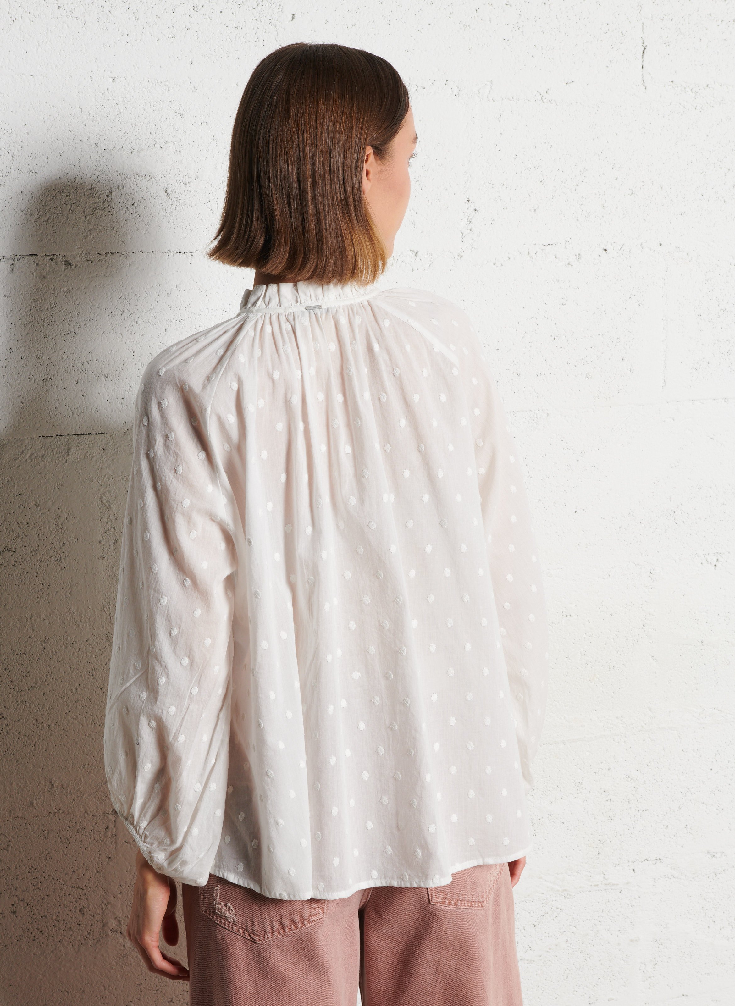 Oversize Baumwollbluse mit Muster IKKS Weiss
