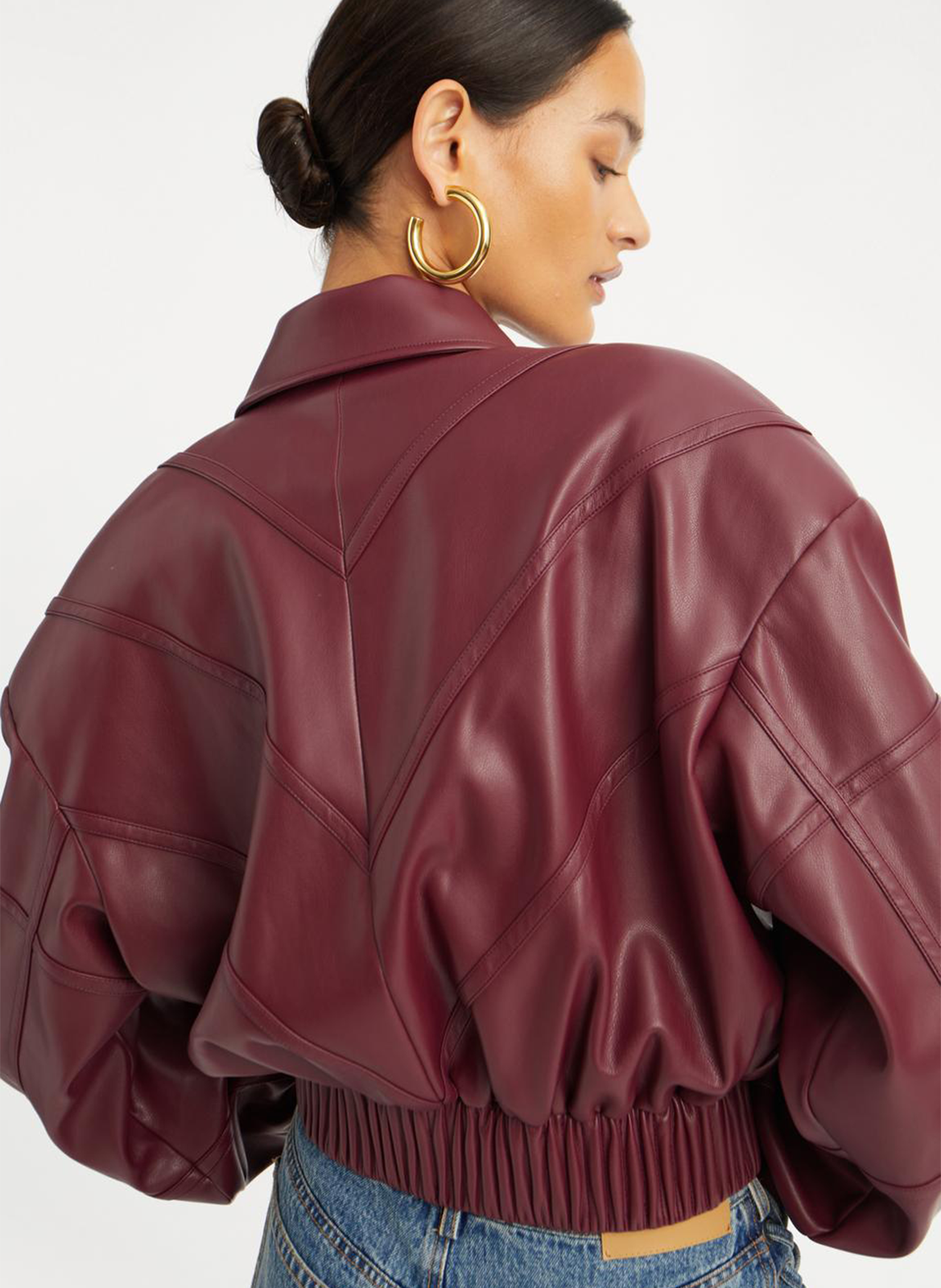 Jacket with classic leather effect collar ROTATE Brown