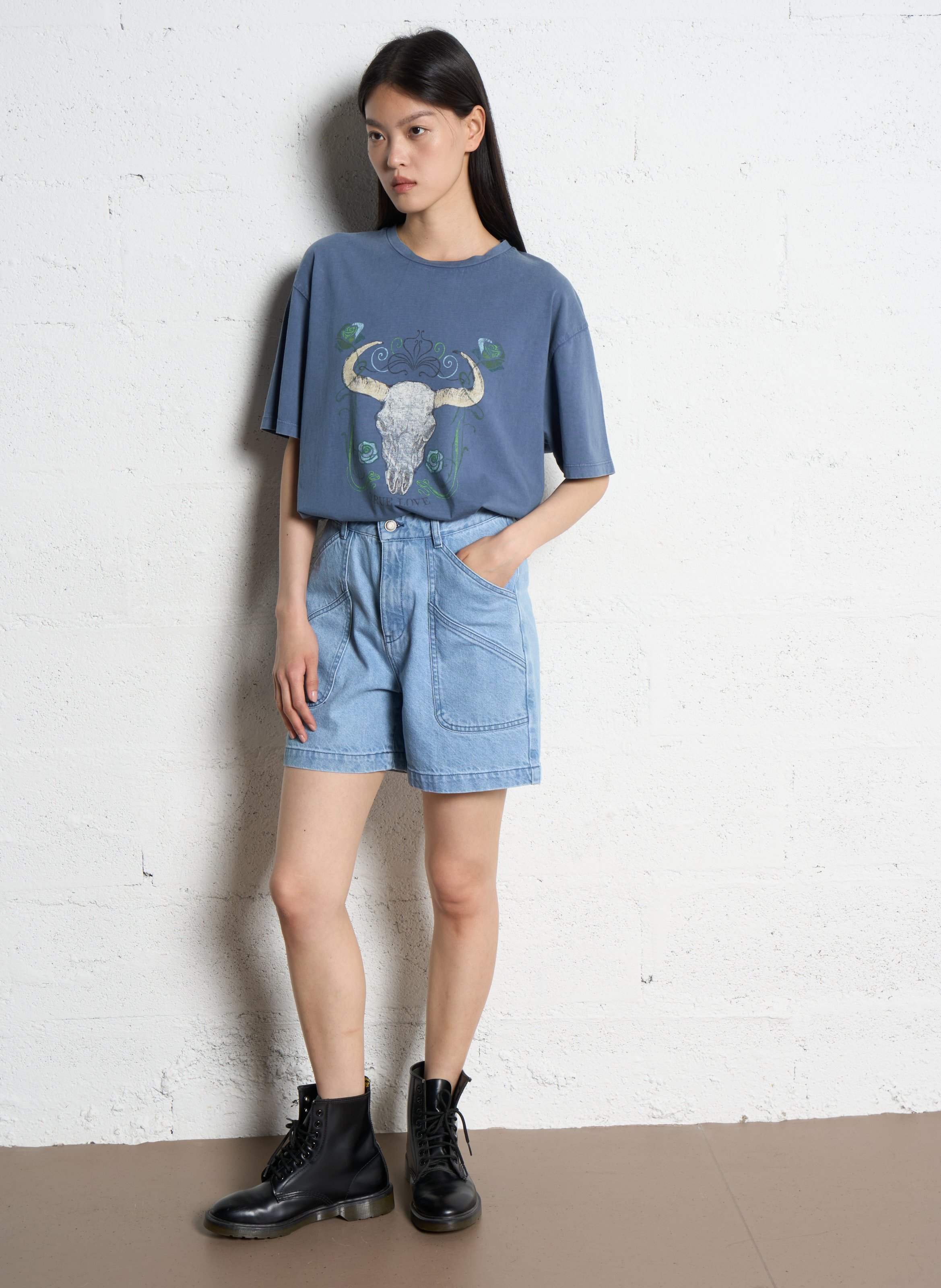 Short droit en coton IKKS Bleu