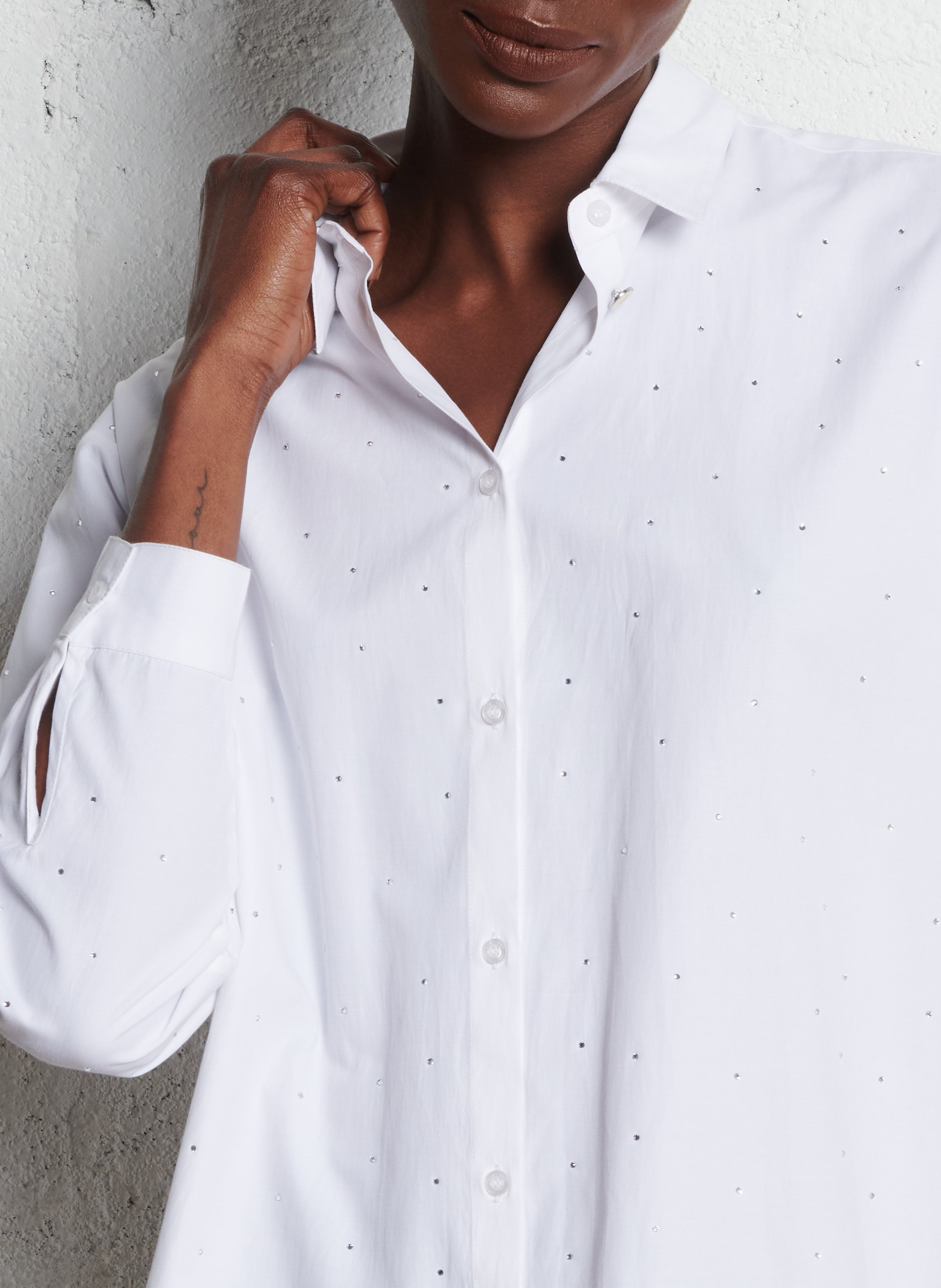 Cotton and jersey shirt ONE STEP White