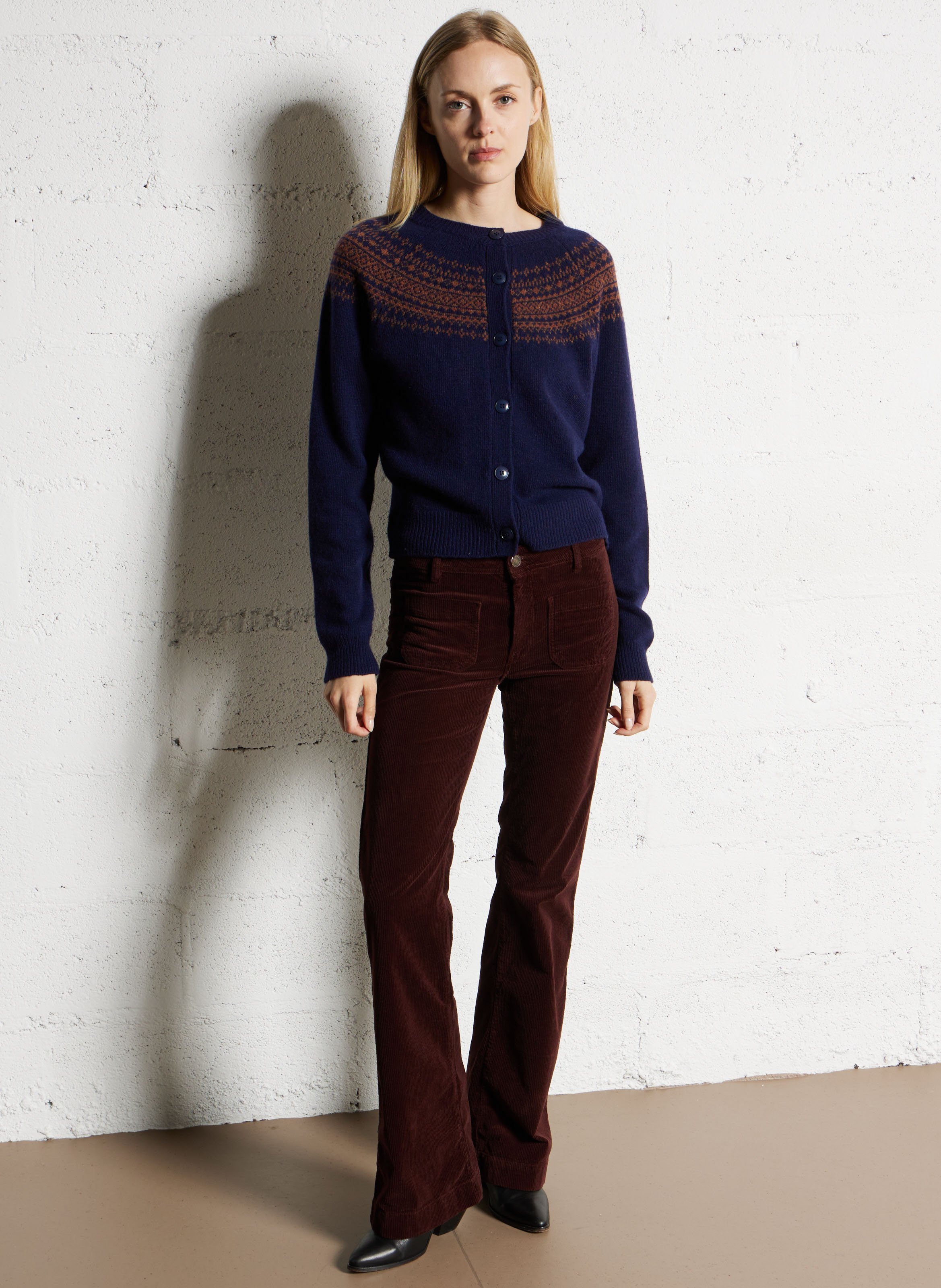 Broek van katoenmix met olifantenpijpen ACQUAVERDE Bruin