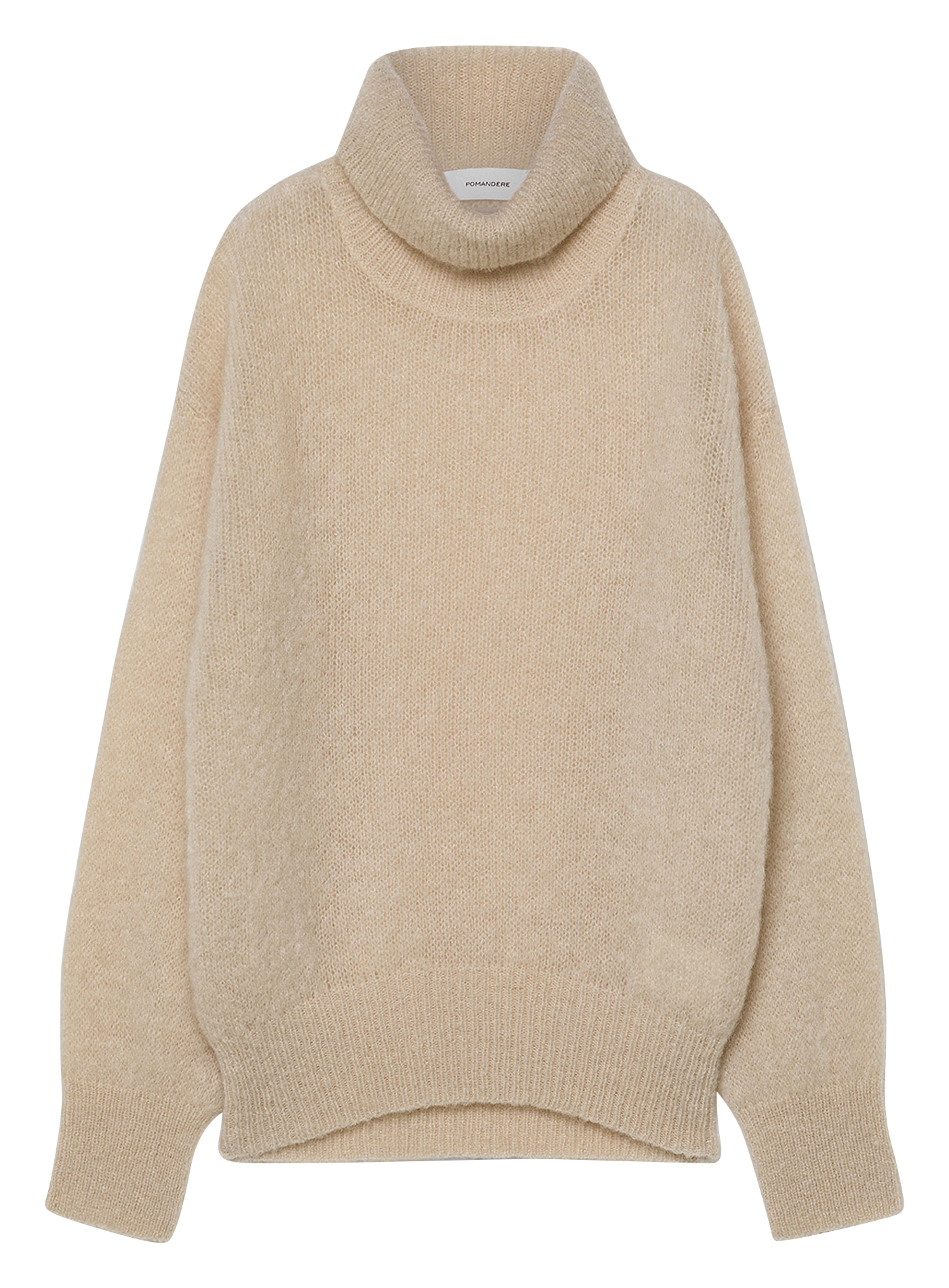 Pull ample col roulé en laine mélangée POMANDERE Beige