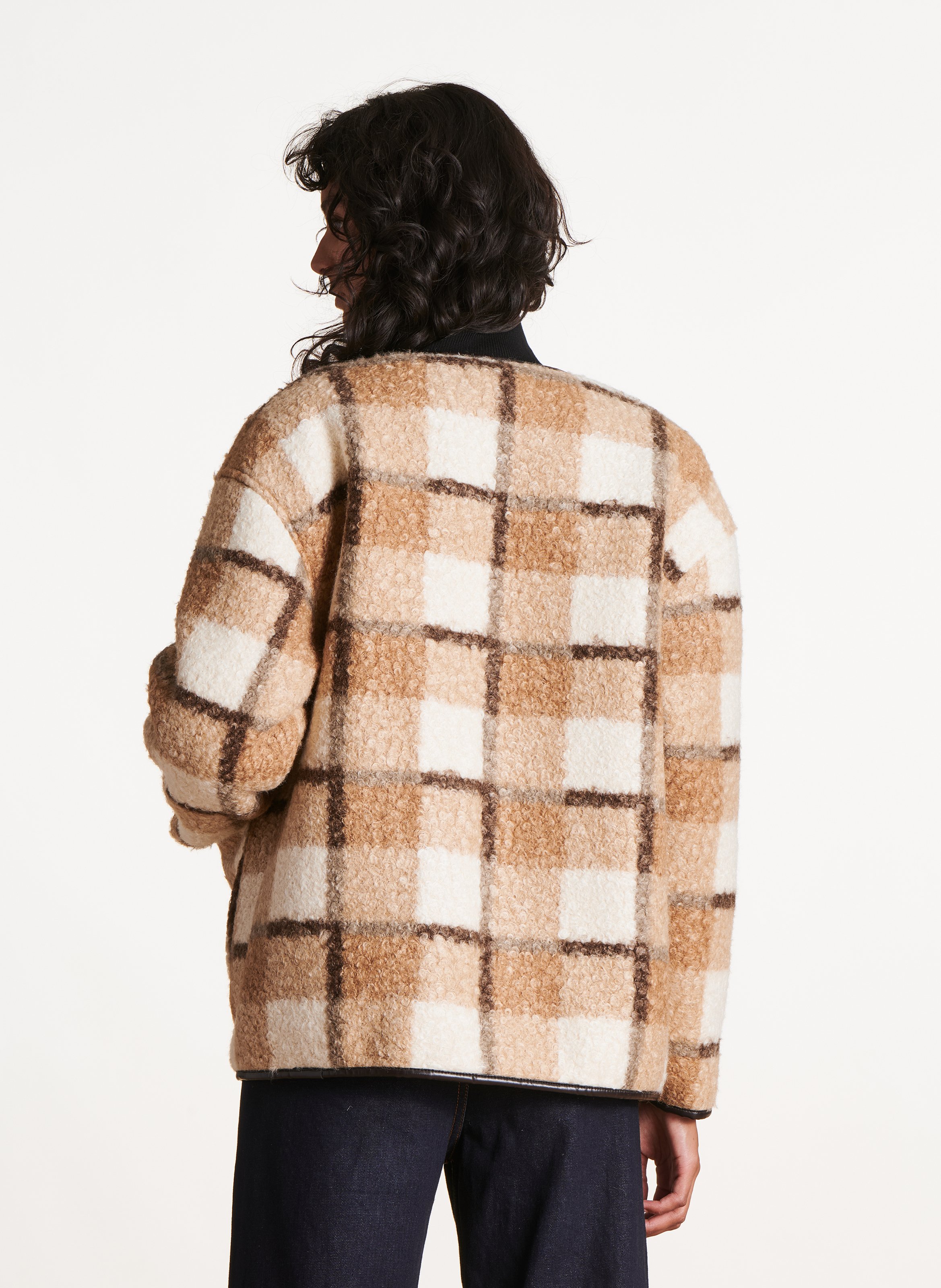 Veste oversize à carreaux LA FEE MARABOUTEE Beige